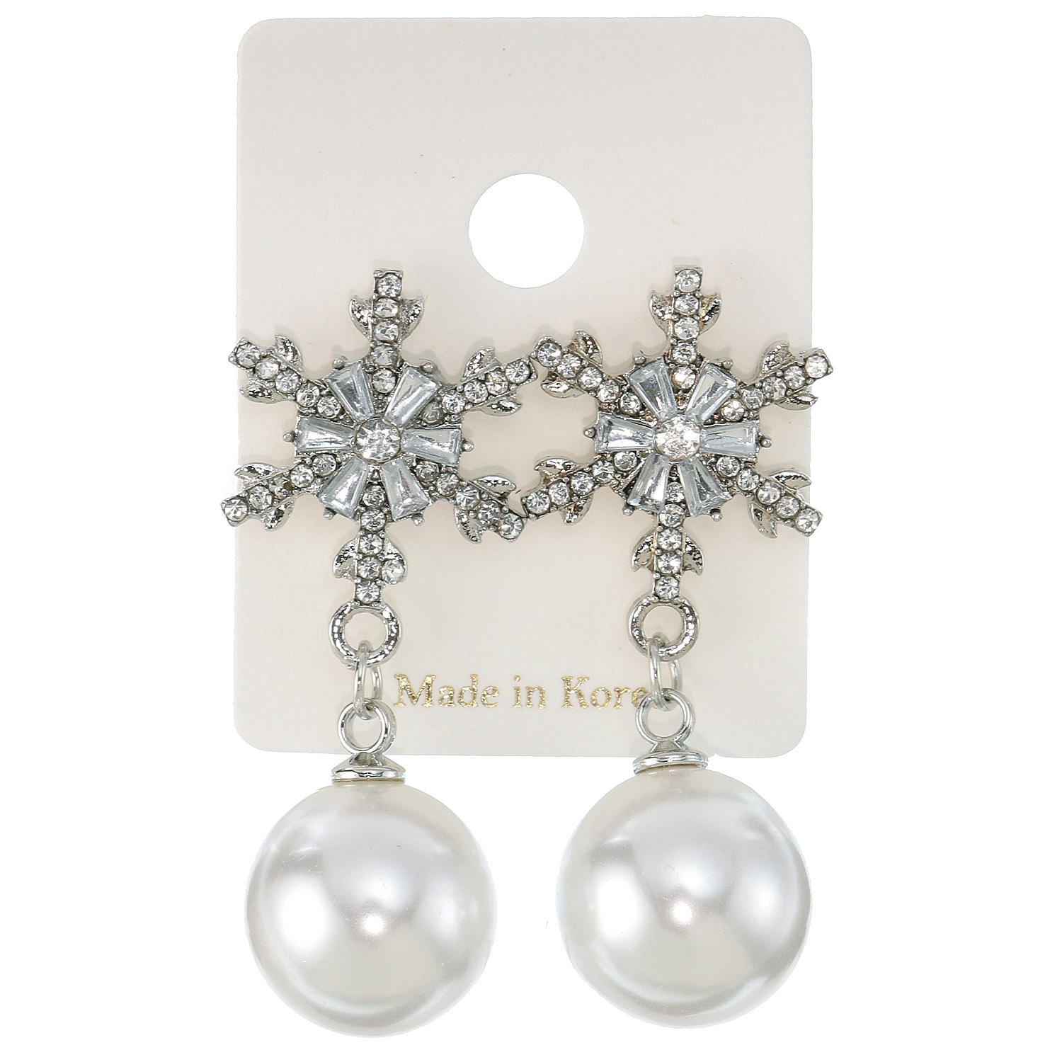 雪の結晶パールピアス