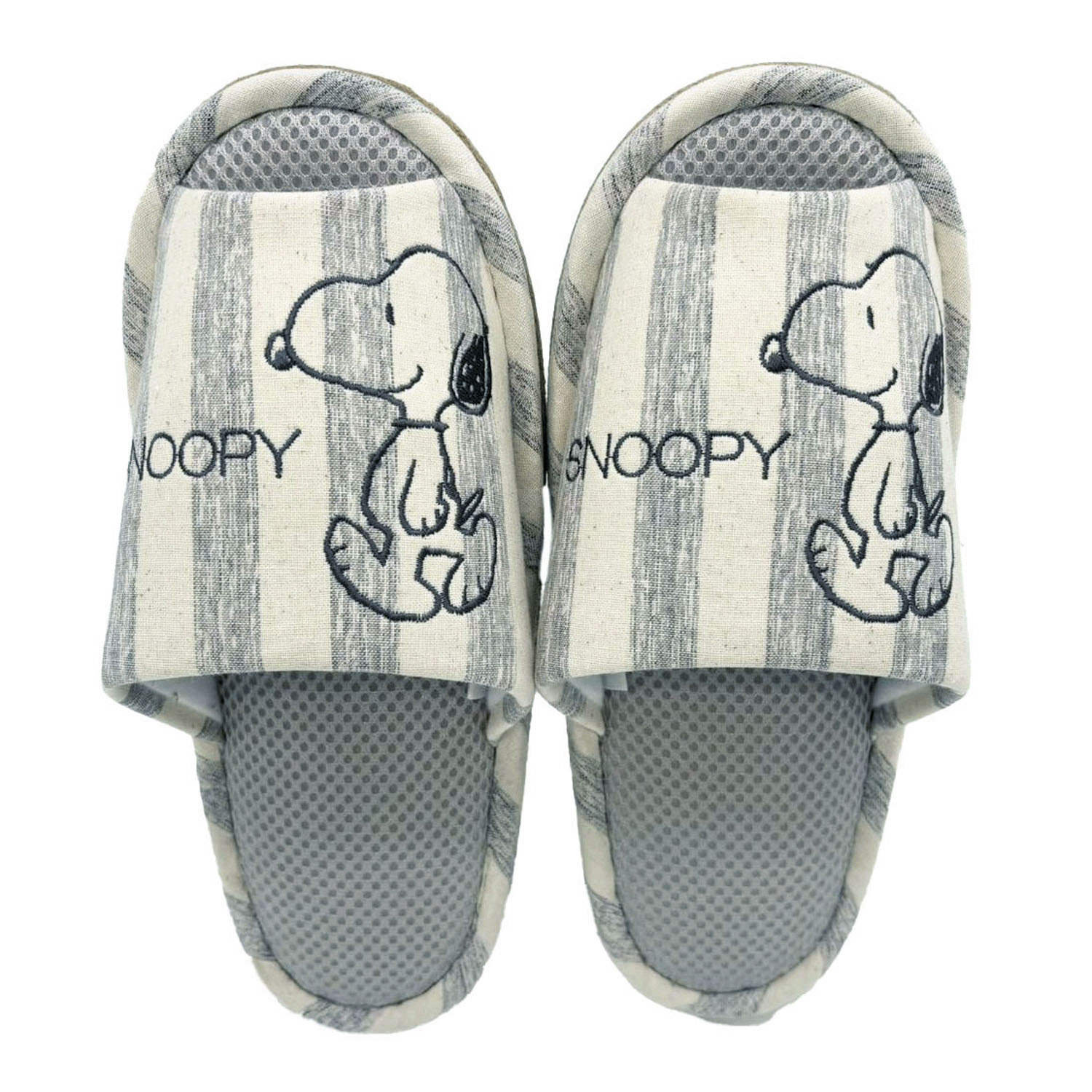 スヌーピー メッシュ外縫いスリッパ グレー