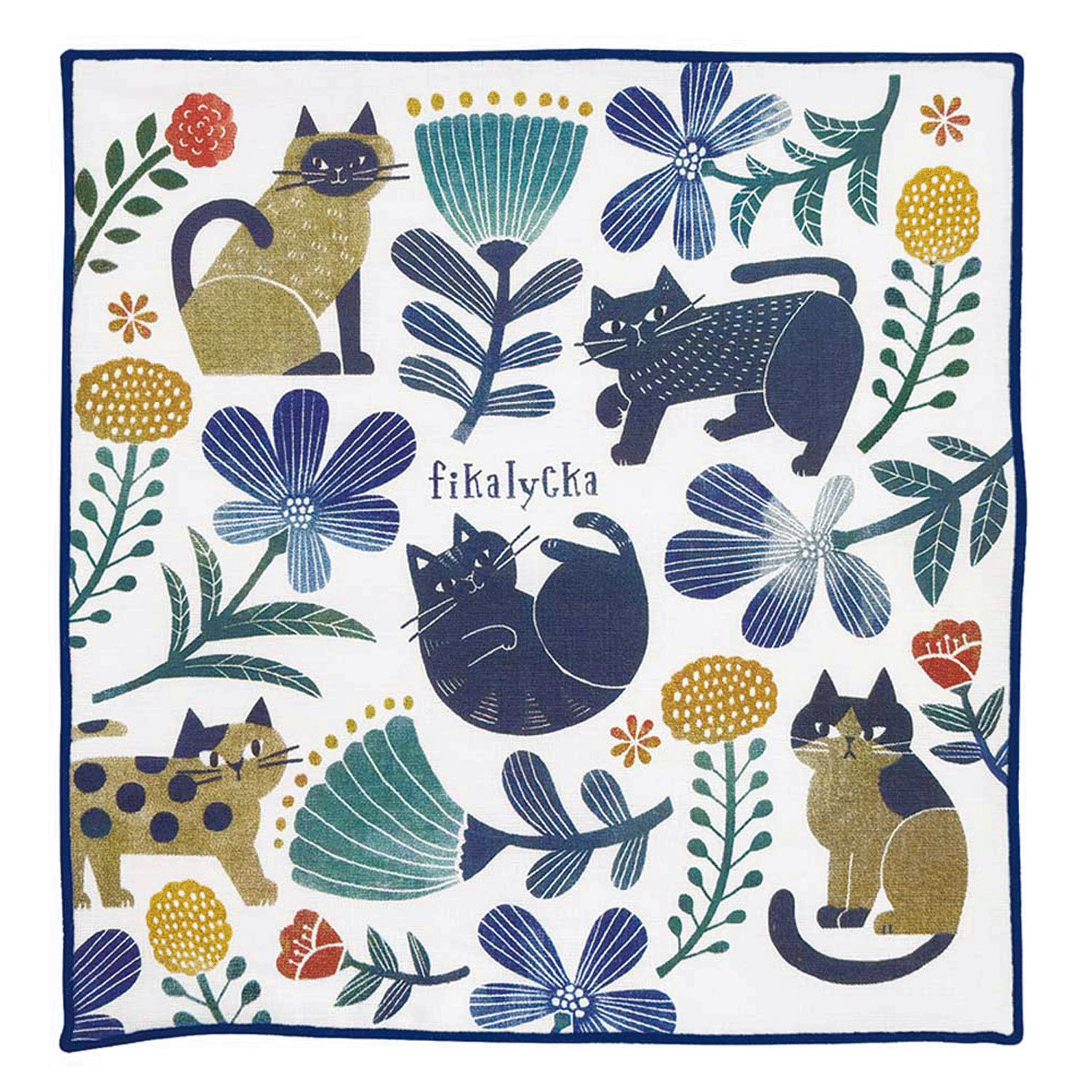 fikalycka   ハンカチ 猫と花