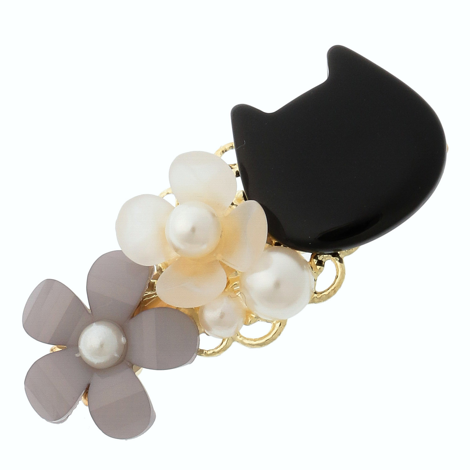 猫と花ヘアクリップ - 画像2