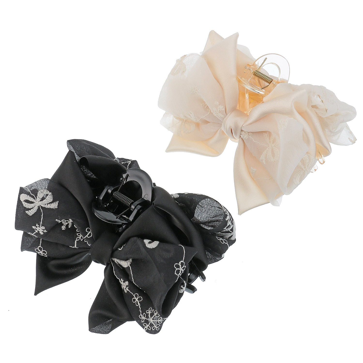 刺繍リボン生地バンスクリップ