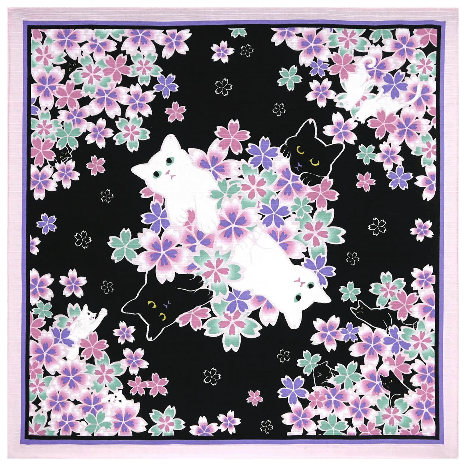 LaLaLu 風呂敷（中巾）ねこの夜想曲（ノクターン）