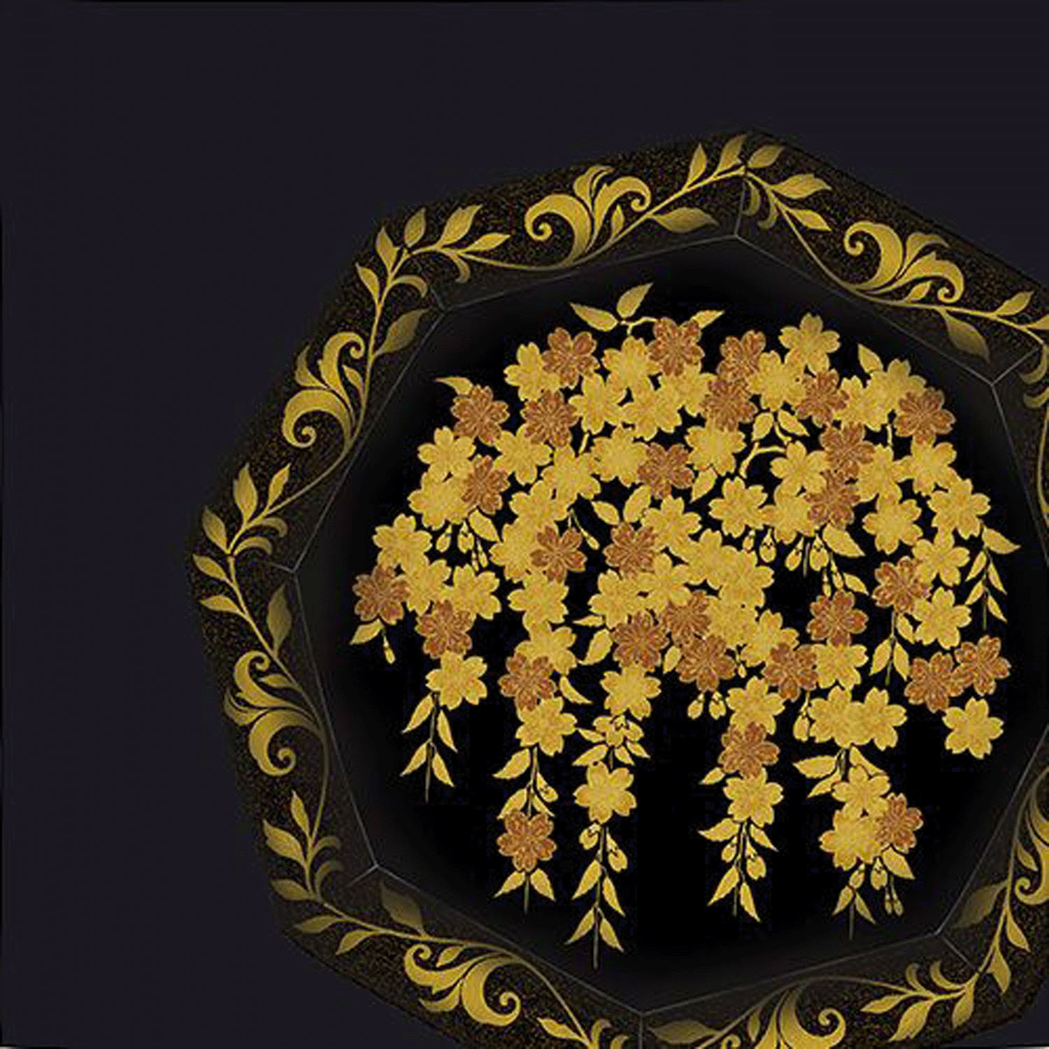 風呂敷58cm 雪月花  八角盆桜スミ