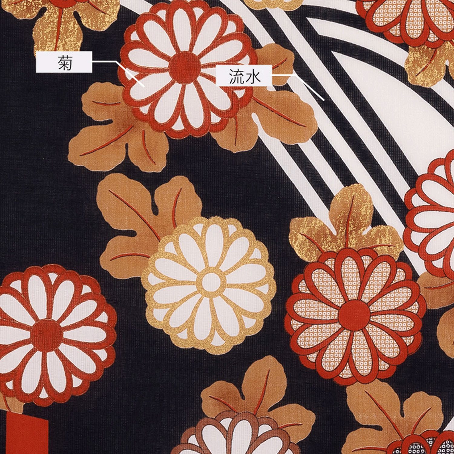 風呂敷120cm 雪月花 菊に流水小袖クロ - 画像2