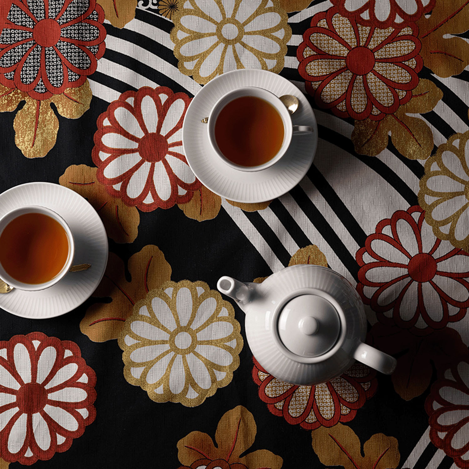 風呂敷120cm 雪月花 菊に流水小袖クロ - 画像4