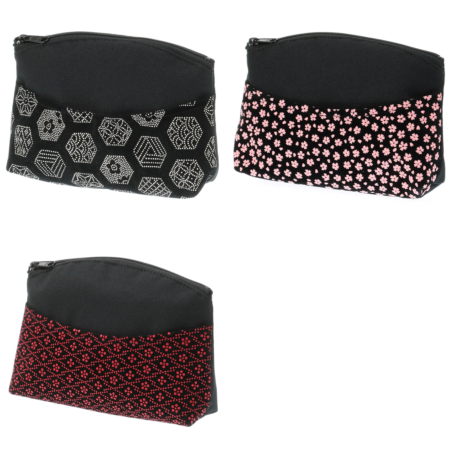 小紋柄 印伝調 前ポケット付ポーチ