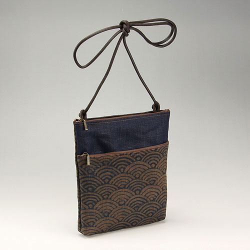 藍渋ポシェット 青海波