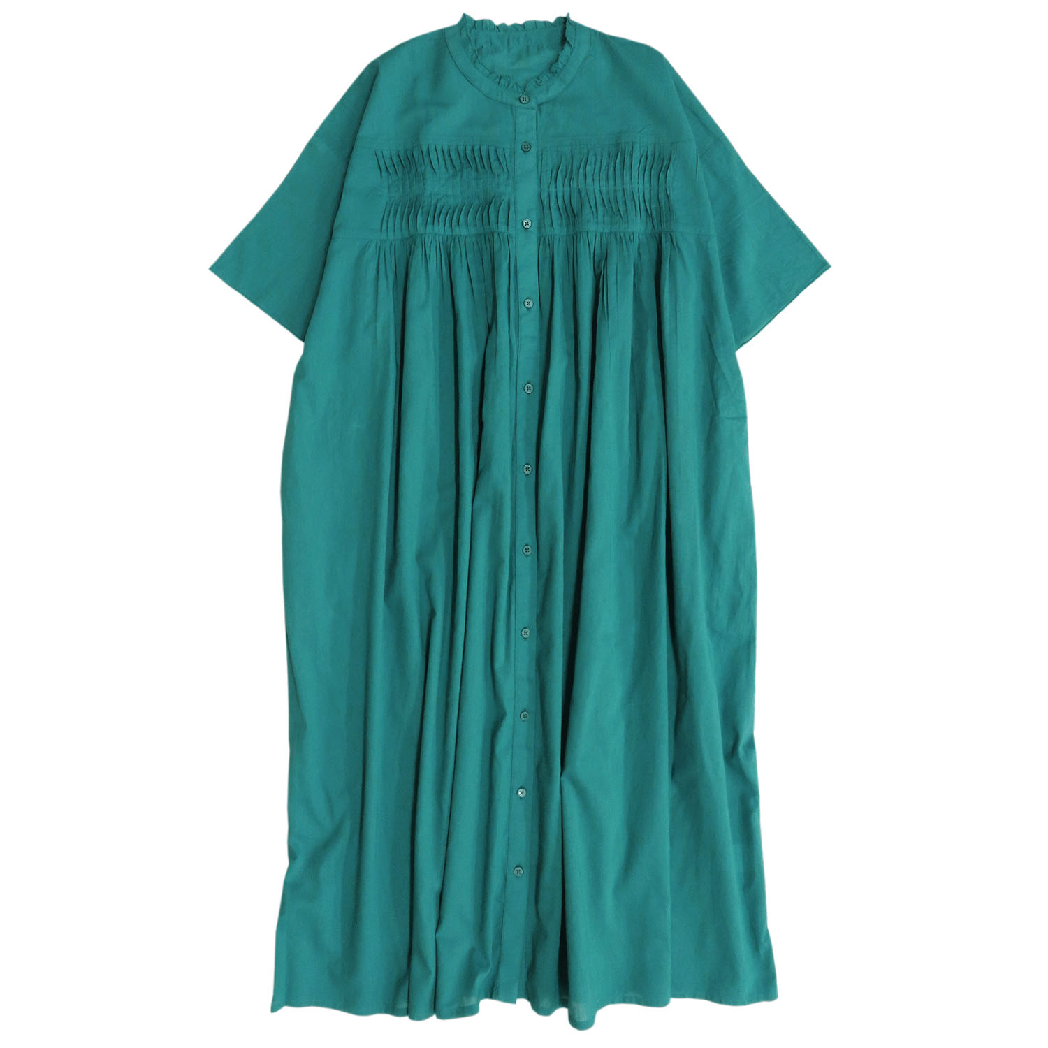 胸元ウェーブピンタック前開きワンピース - 画像14