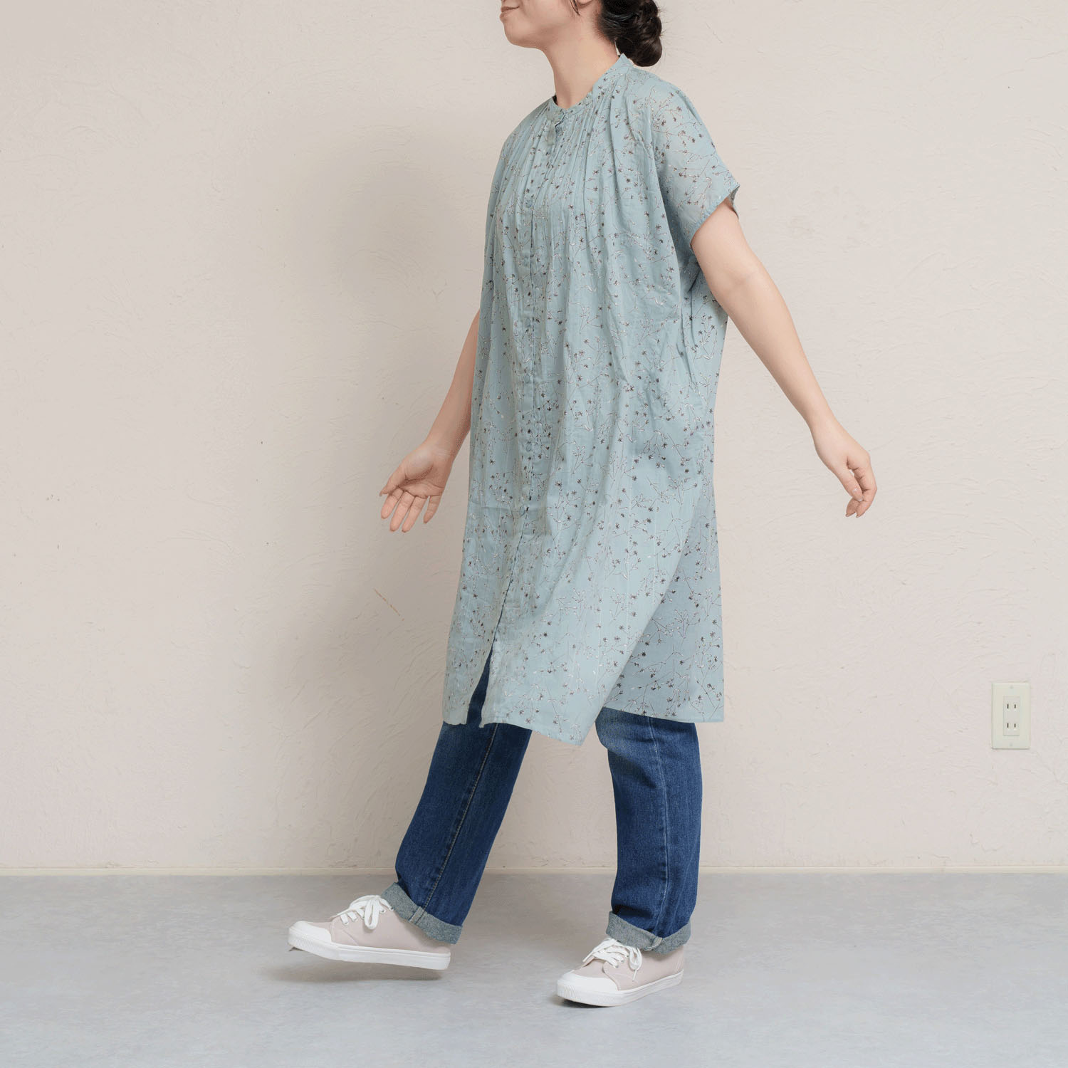 コットンボイルフロントタック前開きワンピース - 画像13