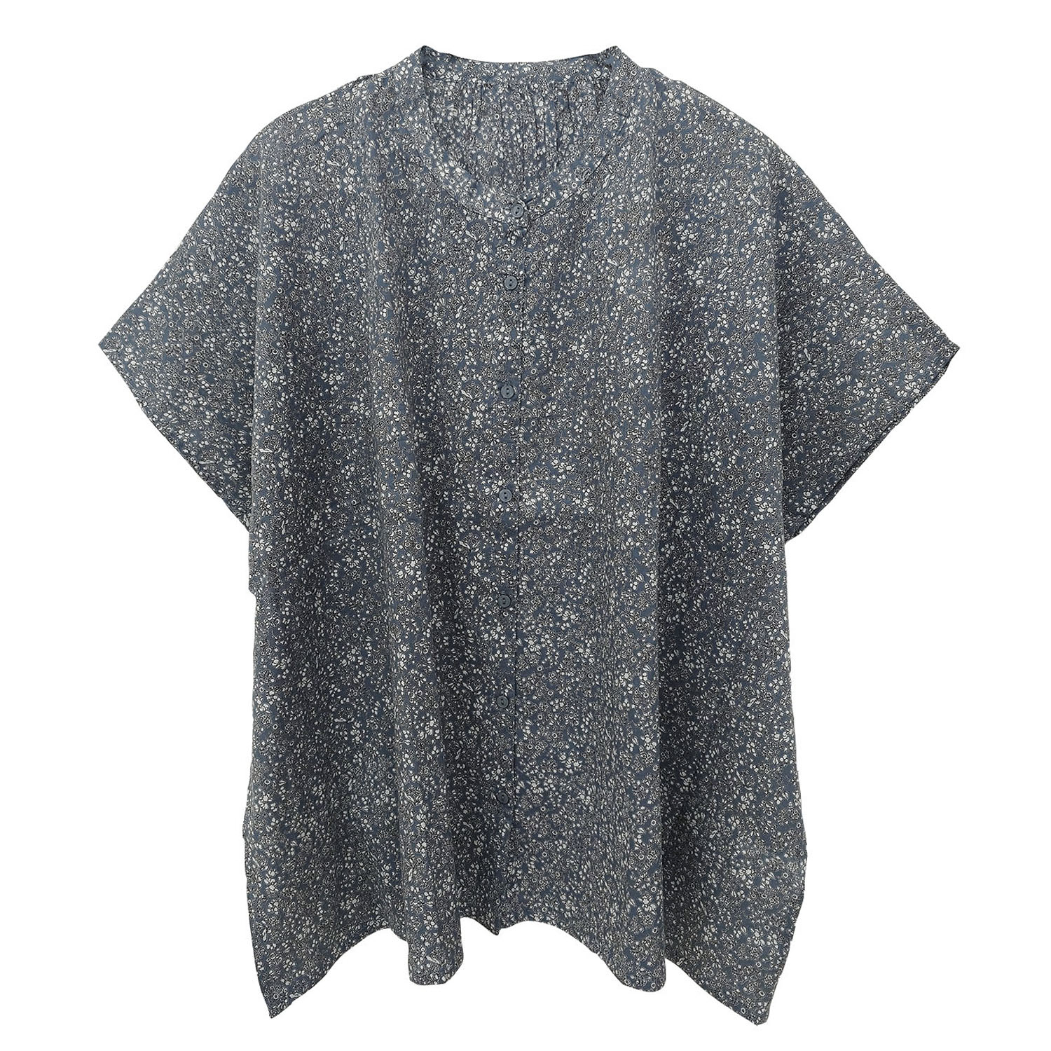 コットンボイル前開きプリントブラウス - 画像4