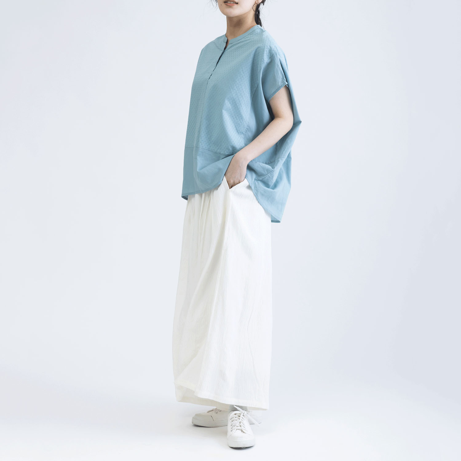 コットンドビーx無地半袖コクーンブラウス - 画像18