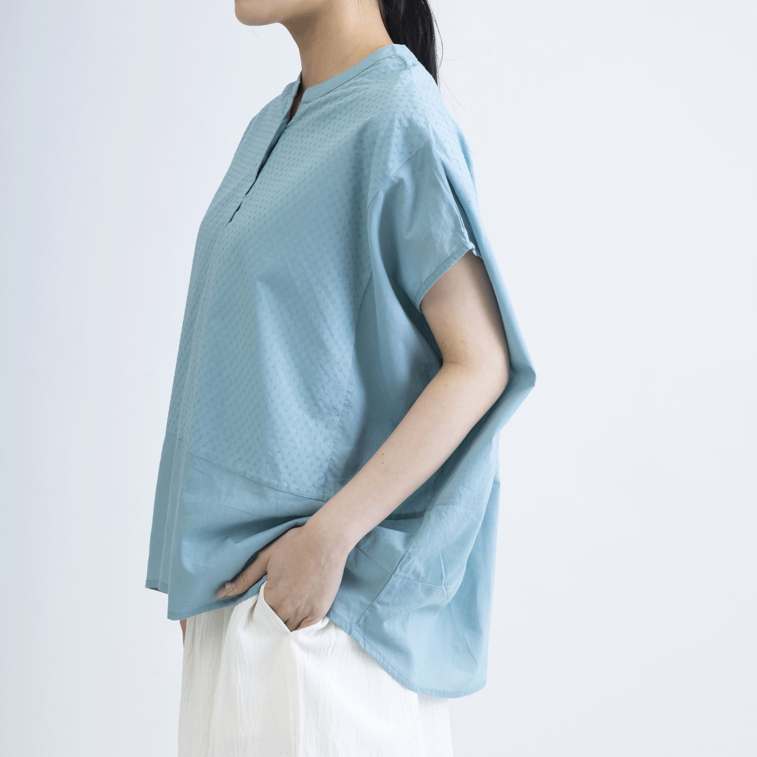 コットンドビーx無地半袖コクーンブラウス - 画像20