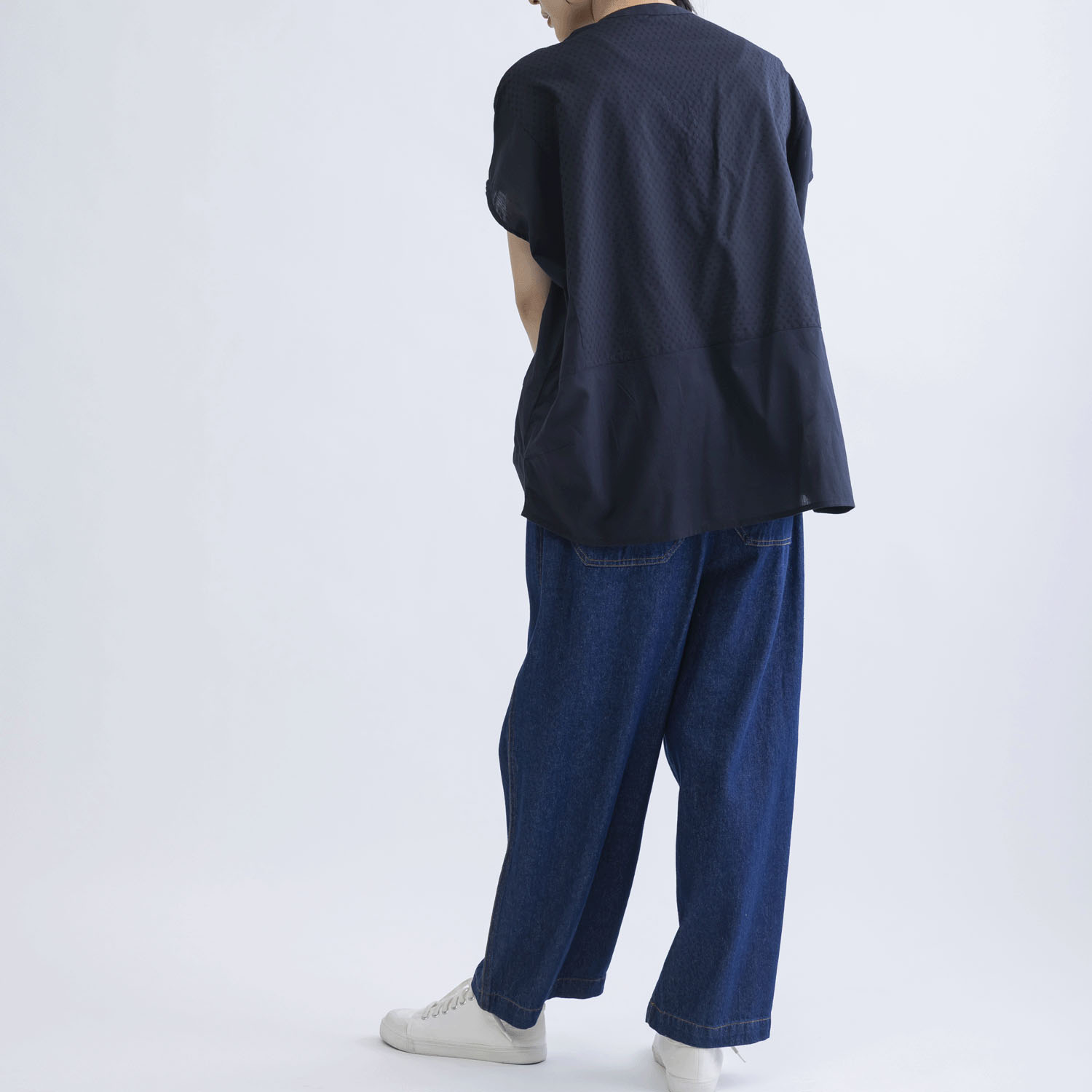 コットンドビーx無地半袖コクーンブラウス - 画像9