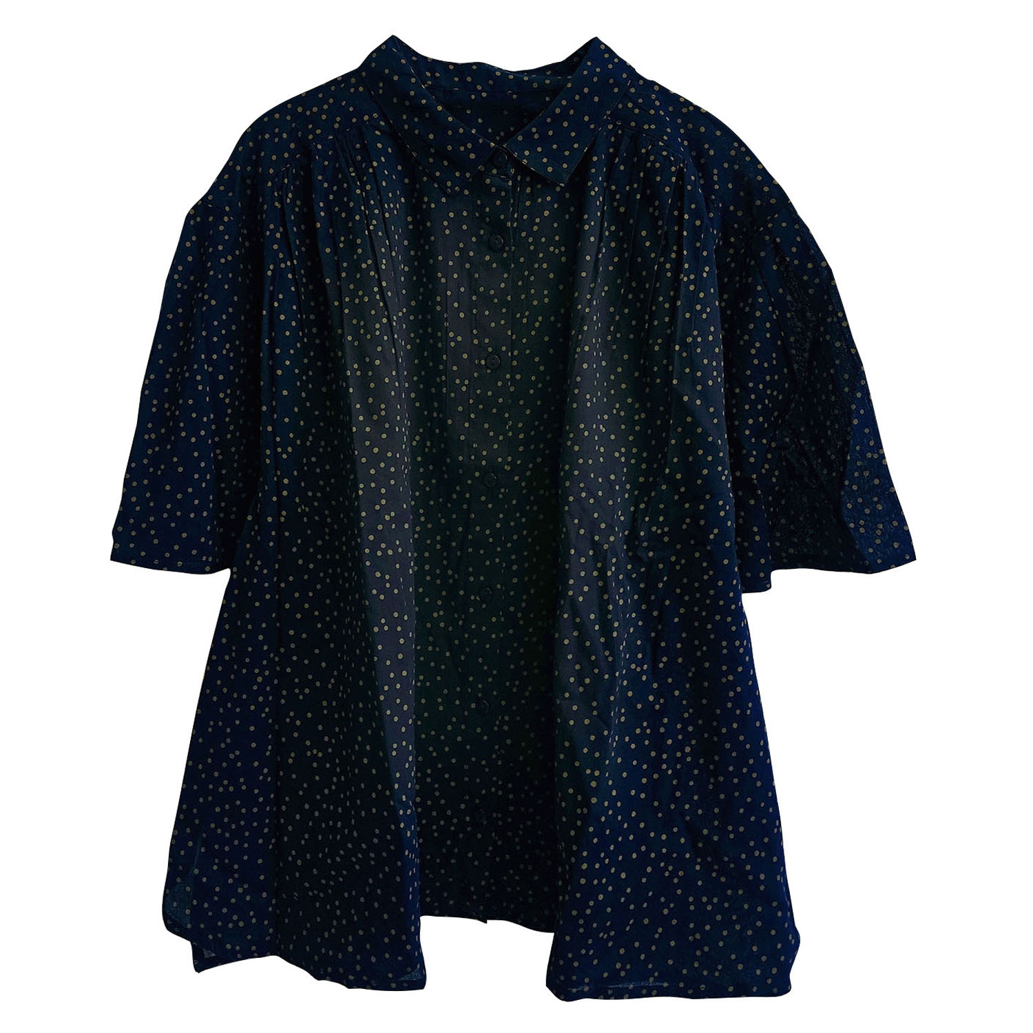 ドットプリントフレアースリーブ5分袖ブラウス - 画像16