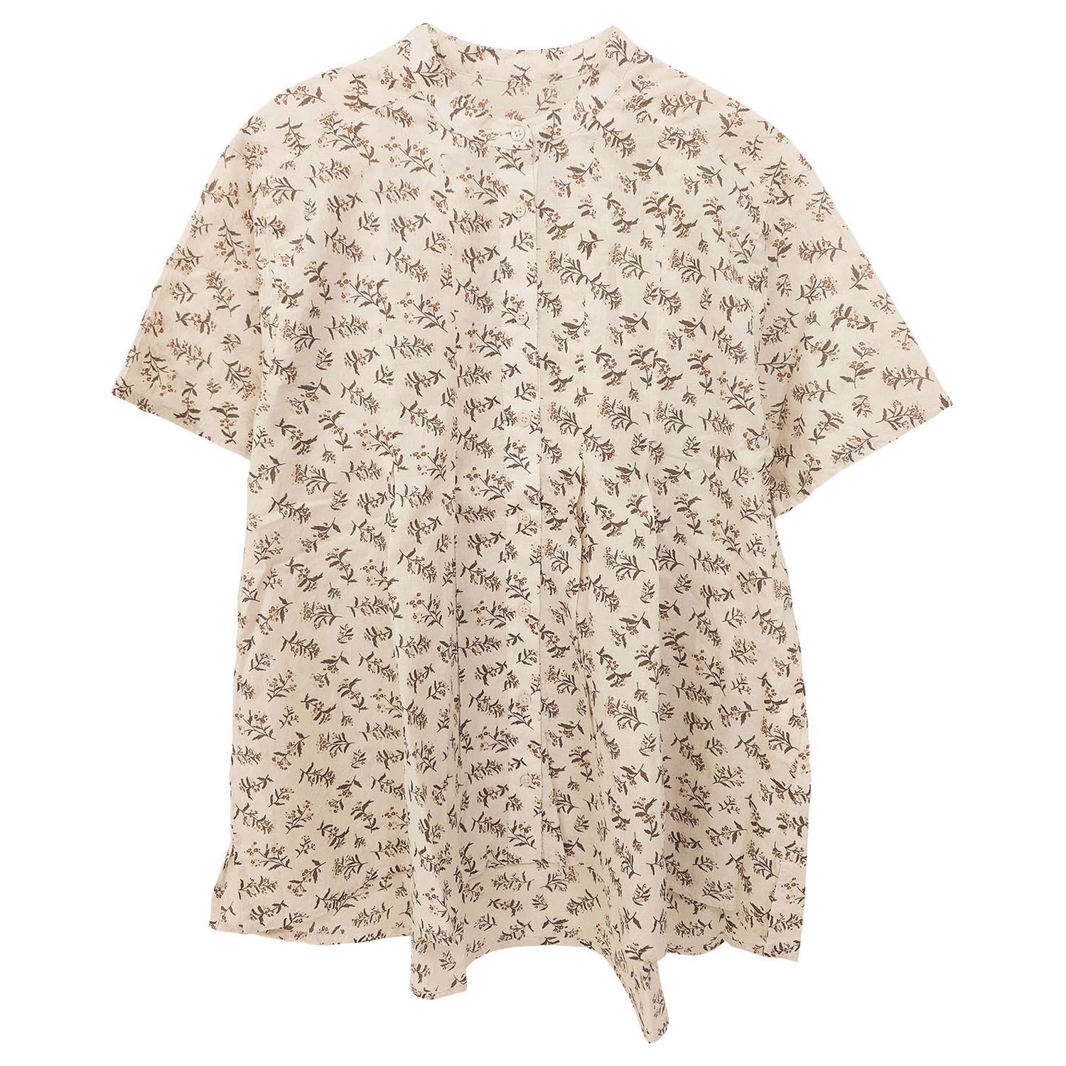 花柄フロントタック5分袖前開きブラウス - 画像14