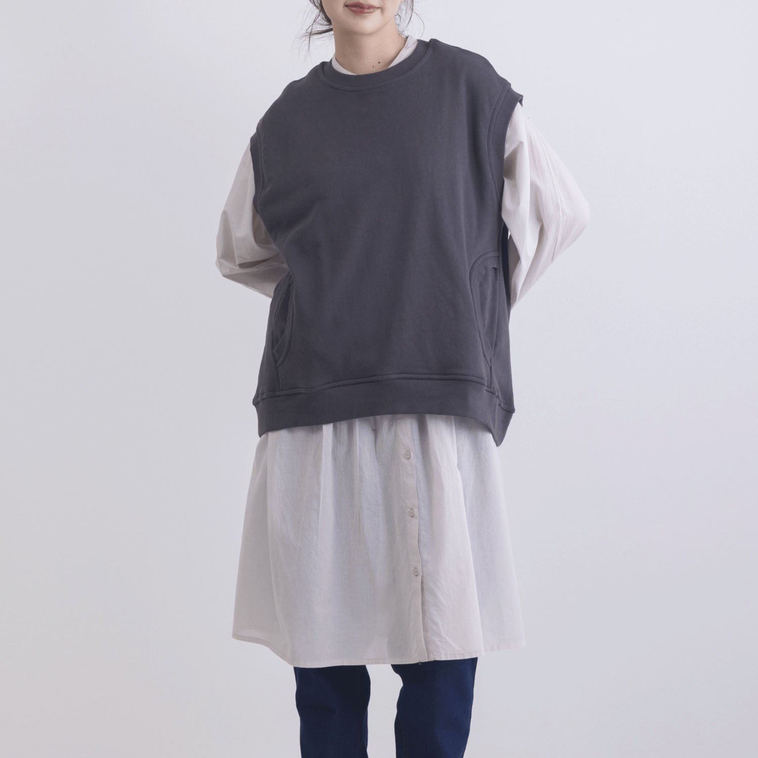 CVC裏毛ポケット付きベスト - 画像7