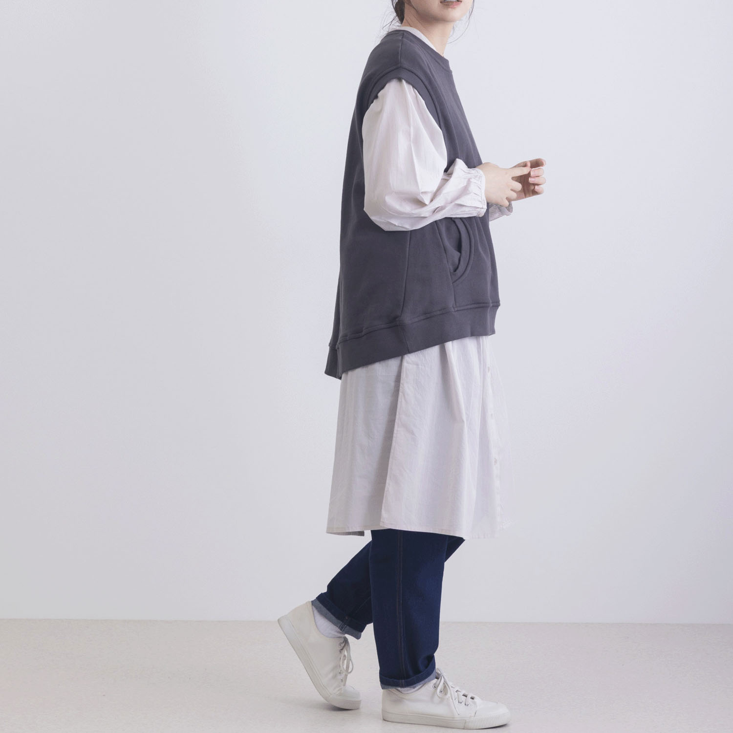 CVC裏毛ポケット付きベスト - 画像8