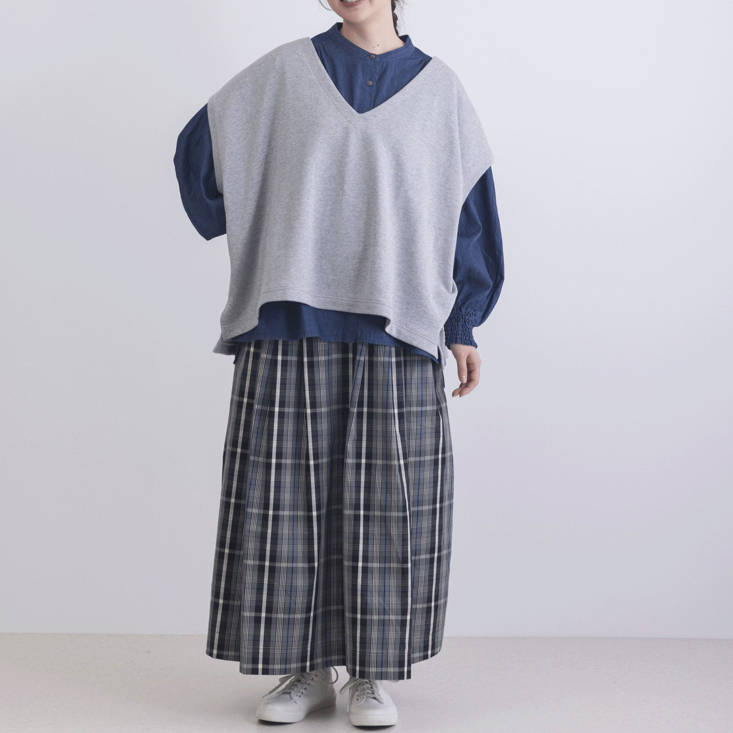 CVC裏毛深Vネックベスト - 画像2