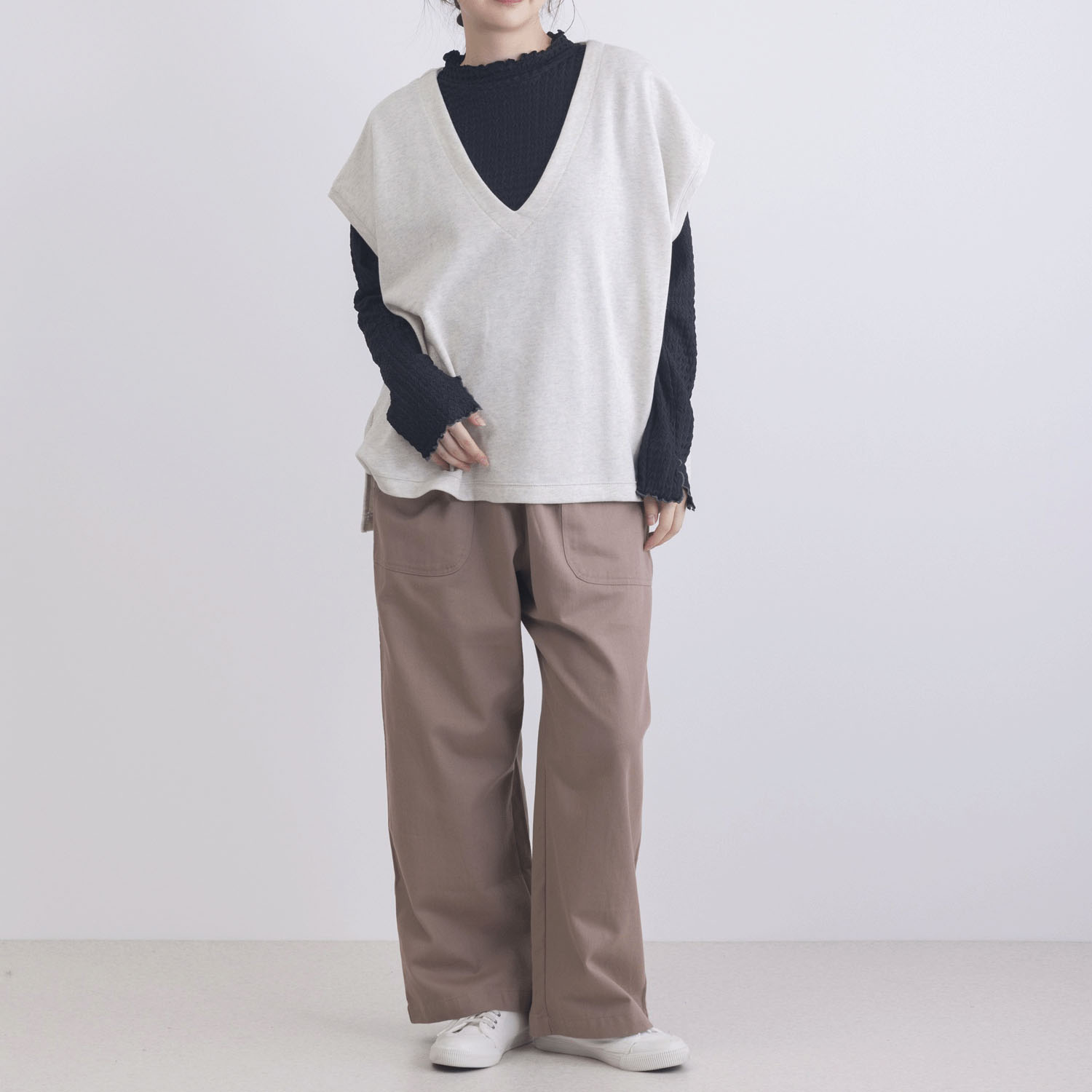 CVC裏毛深Vネックベスト - 画像12