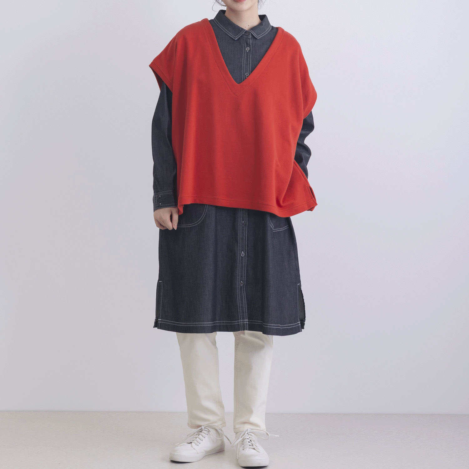 CVC裏毛深Vネックベスト - 画像17