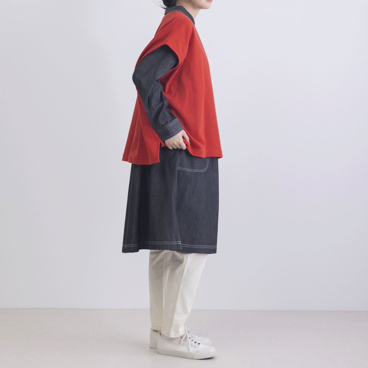 CVC裏毛深Vネックベスト - 画像18