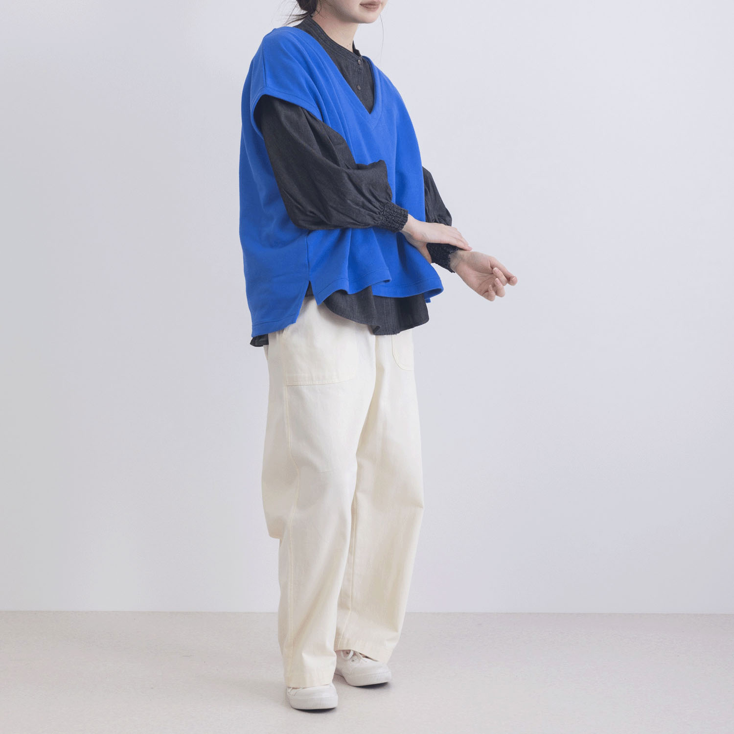 CVC裏毛深Vネックベスト - 画像23