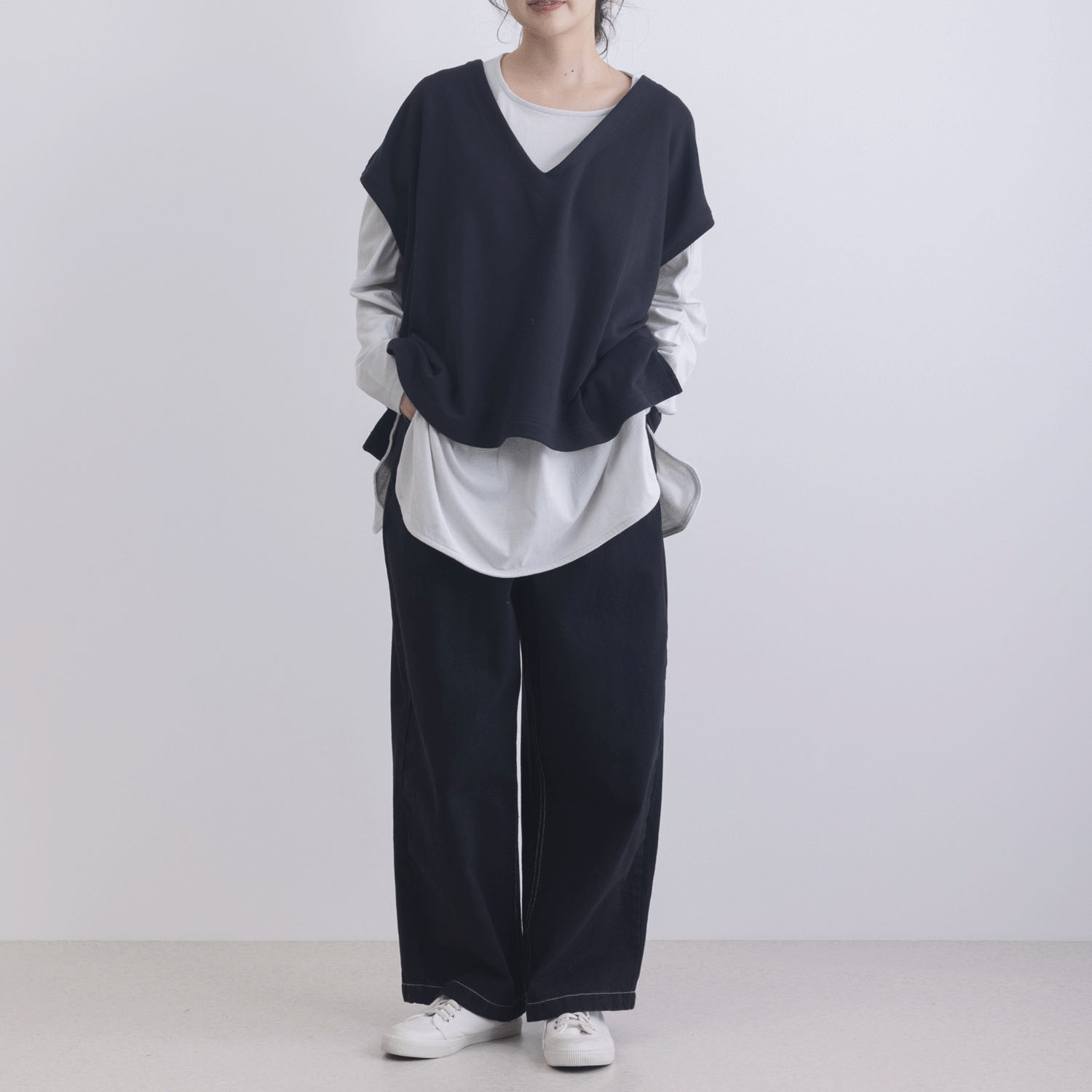 CVC裏毛深Vネックベスト - 画像7