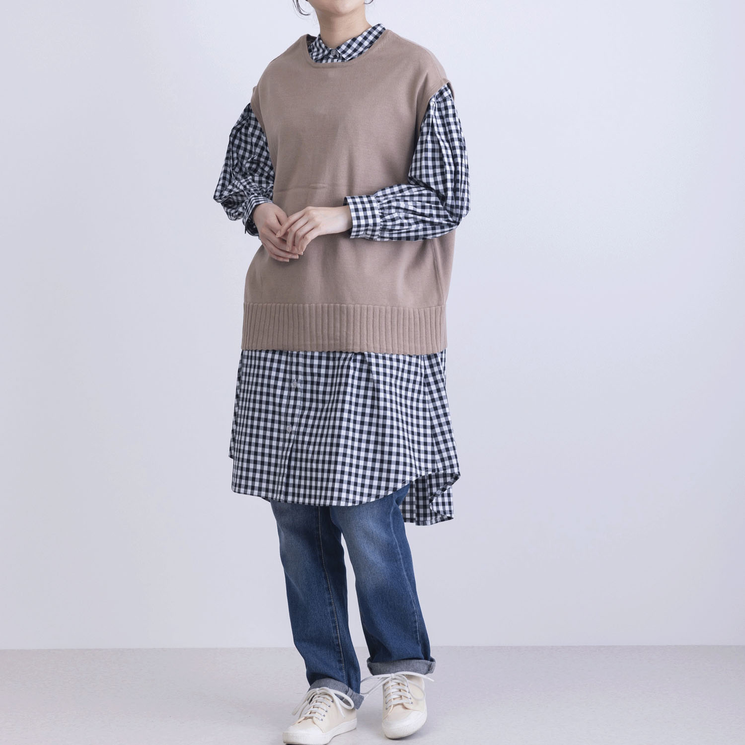 綿ニット前後2WAYベスト - 画像14