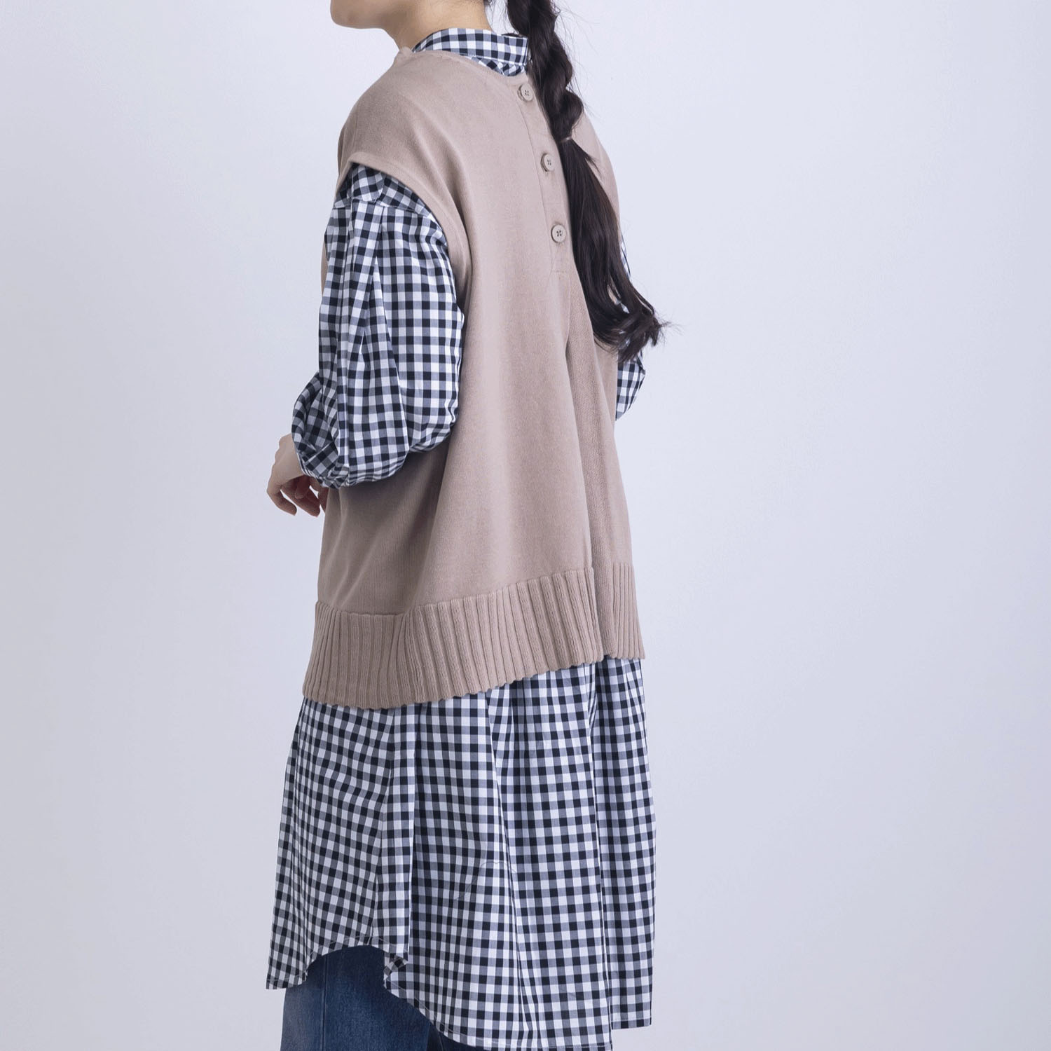 綿ニット前後2WAYベスト - 画像15