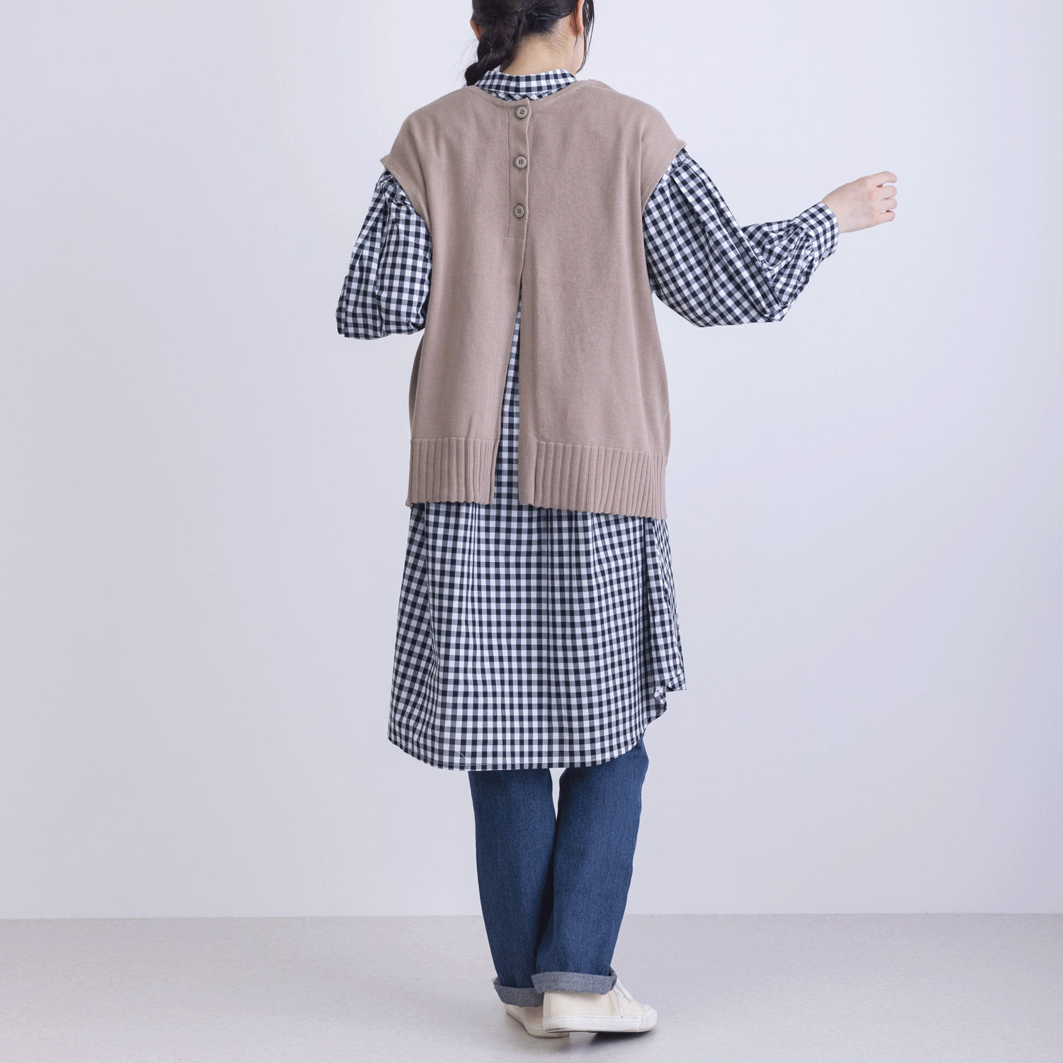 綿ニット前後2WAYベスト - 画像16