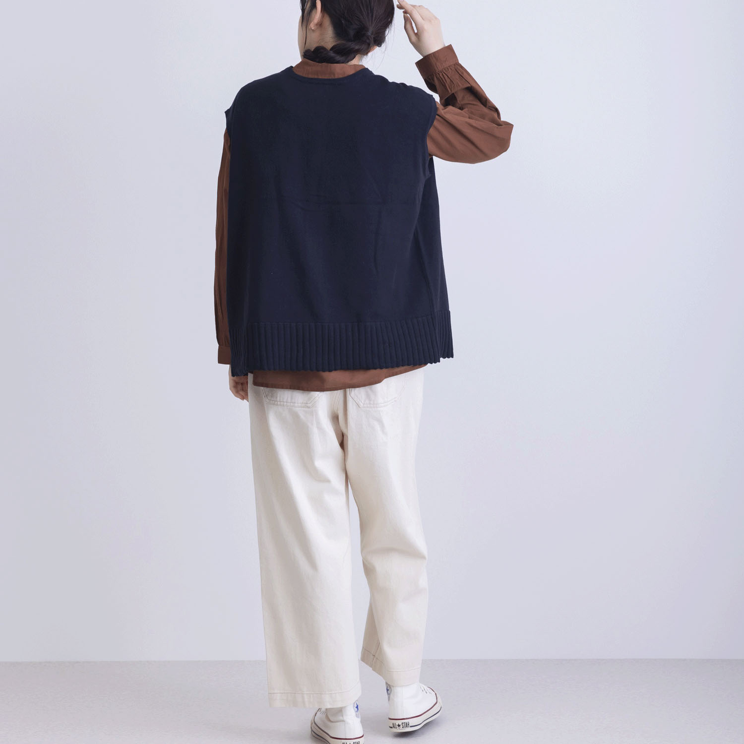 綿ニット前後2WAYベスト - 画像4