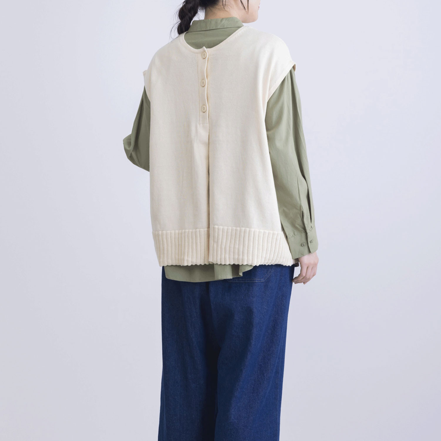 綿ニット前後2WAYベスト - 画像10