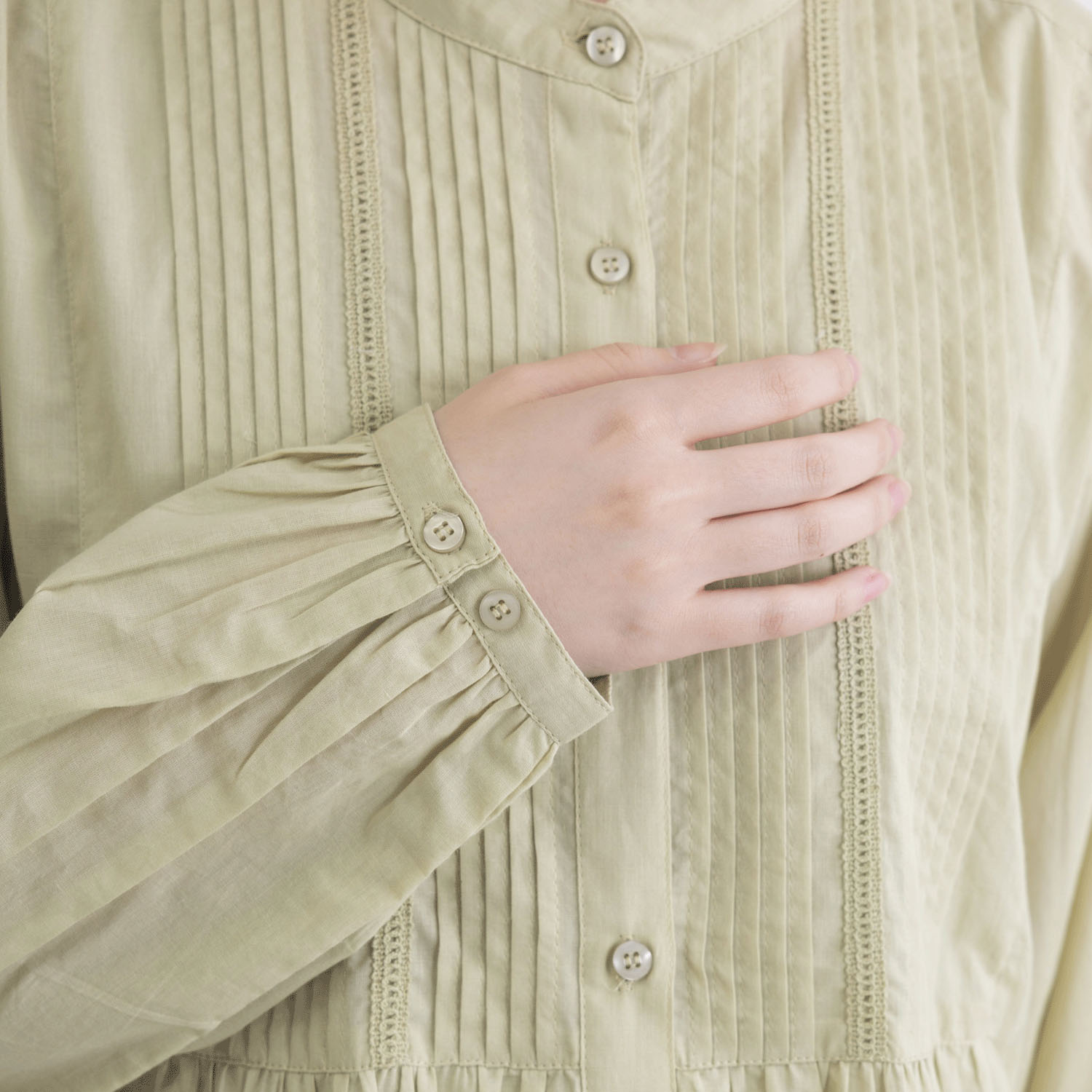 ピンタック＆レース使い前開きワンピース - 画像15