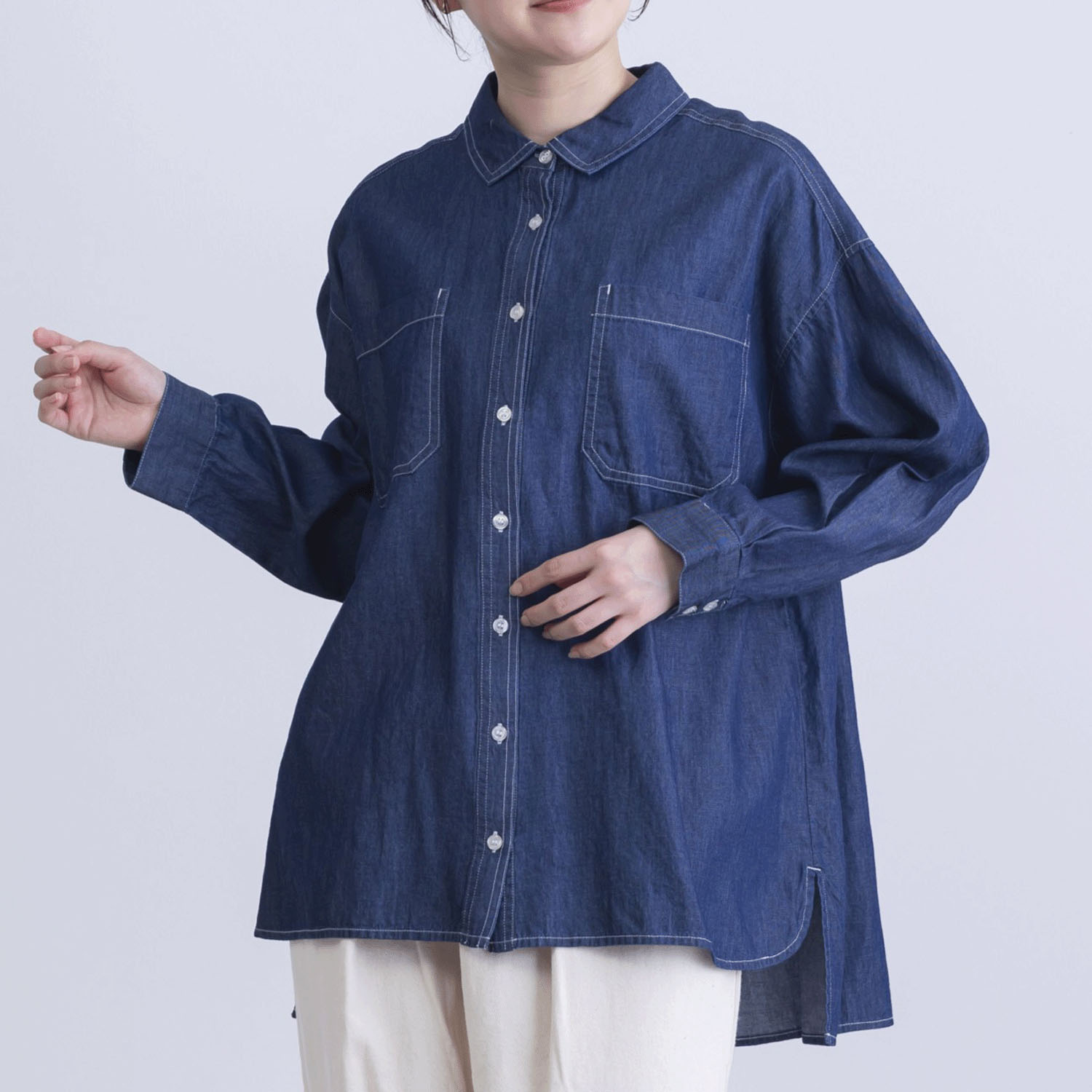デニムシャツブラウス - 画像1