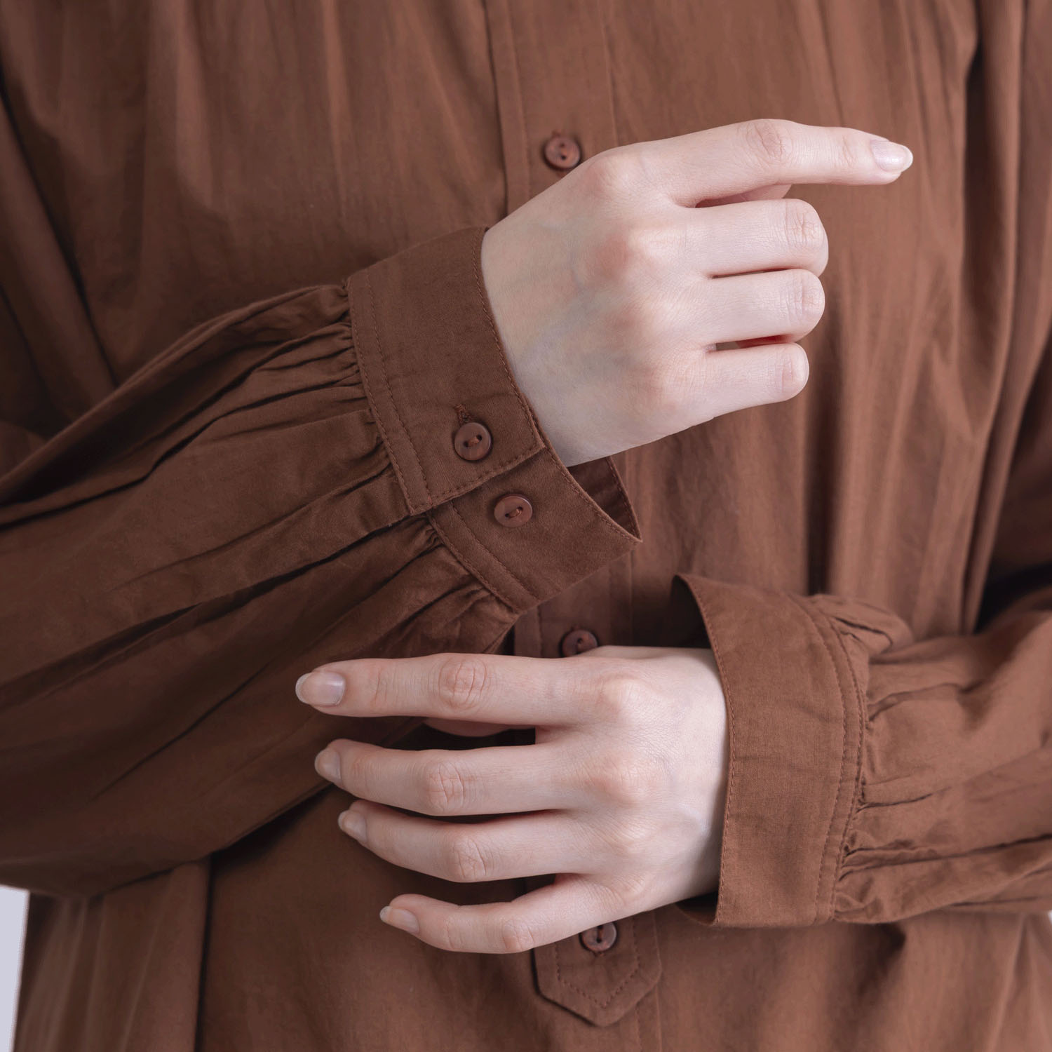 無地前立てデザインシャツブラウス - 画像5