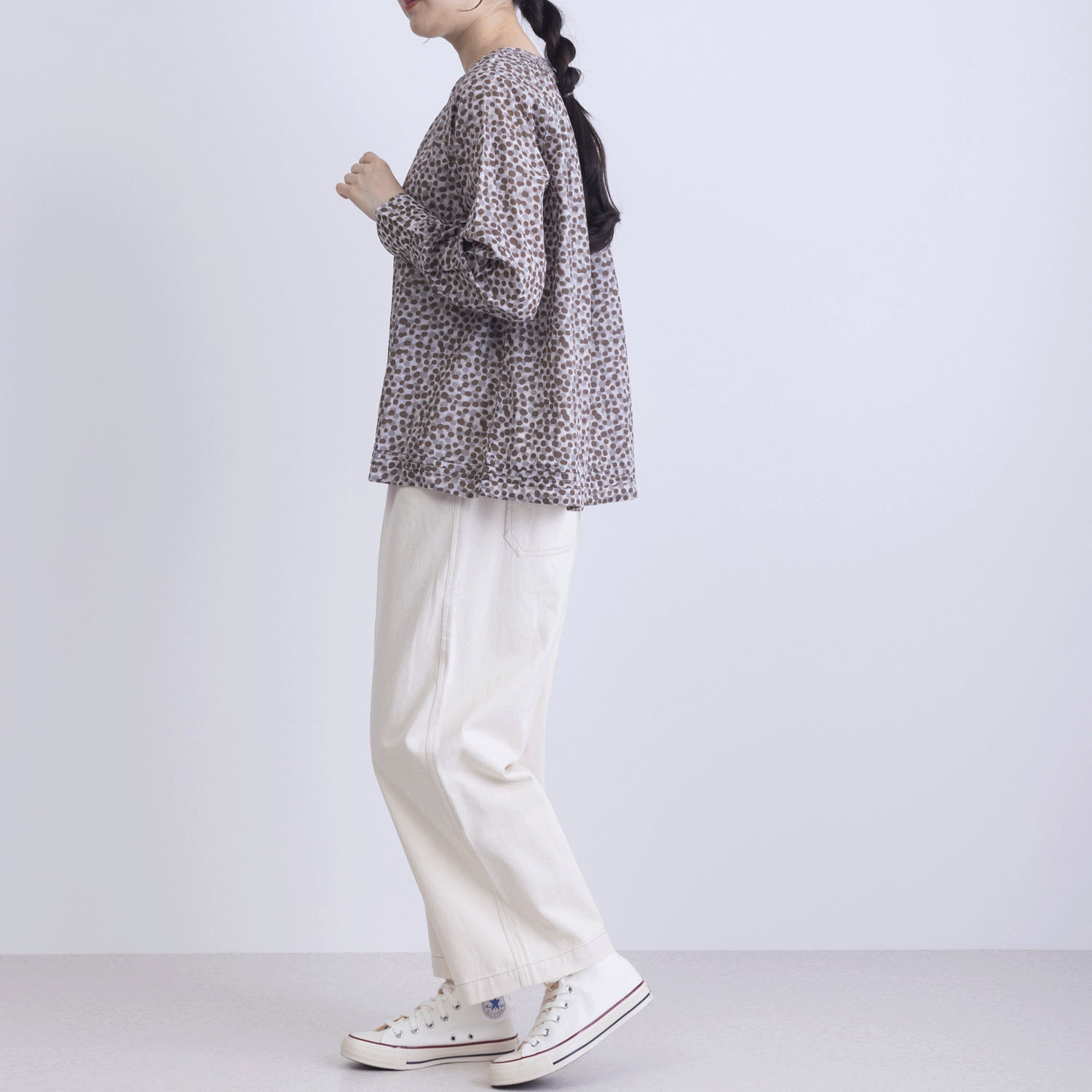 ランダムドットプリント前開きブラウス - 画像8