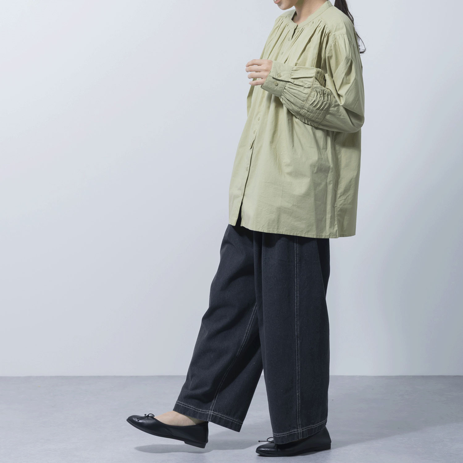 袖ウェーブピンタック前開きブラウス - 画像13