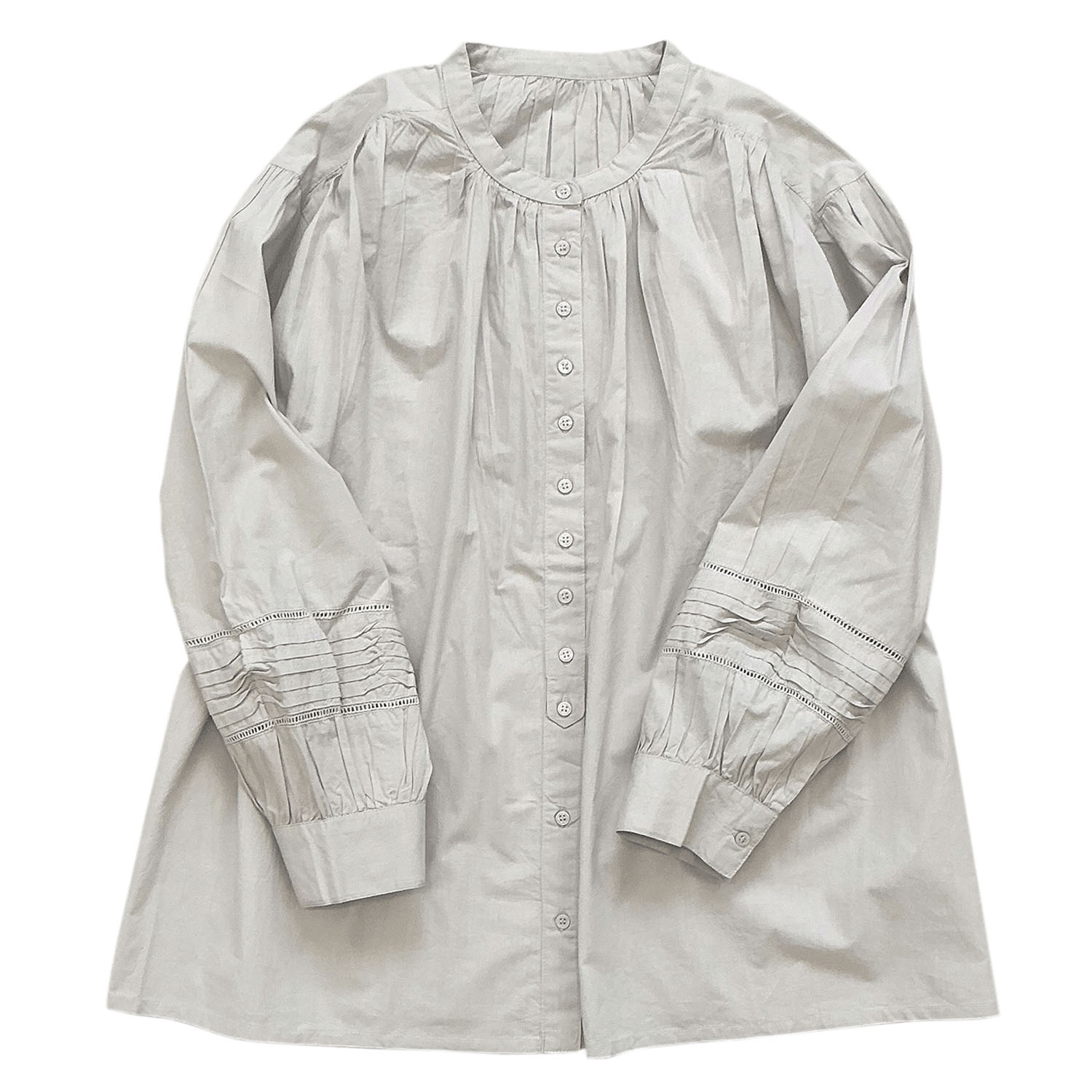 袖ウェーブピンタック前開きブラウス - 画像5