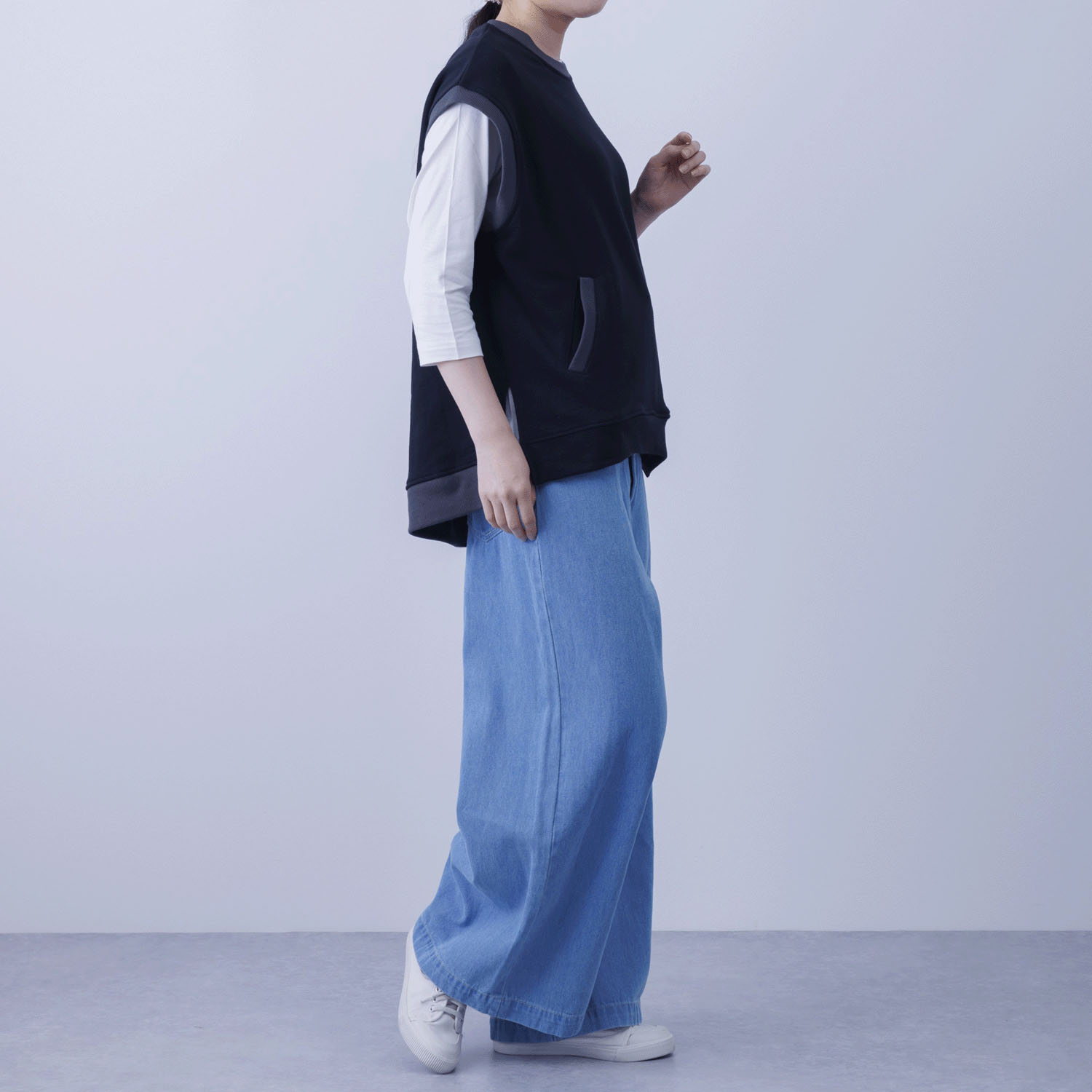 CVC裏毛ニットベスト - 画像3