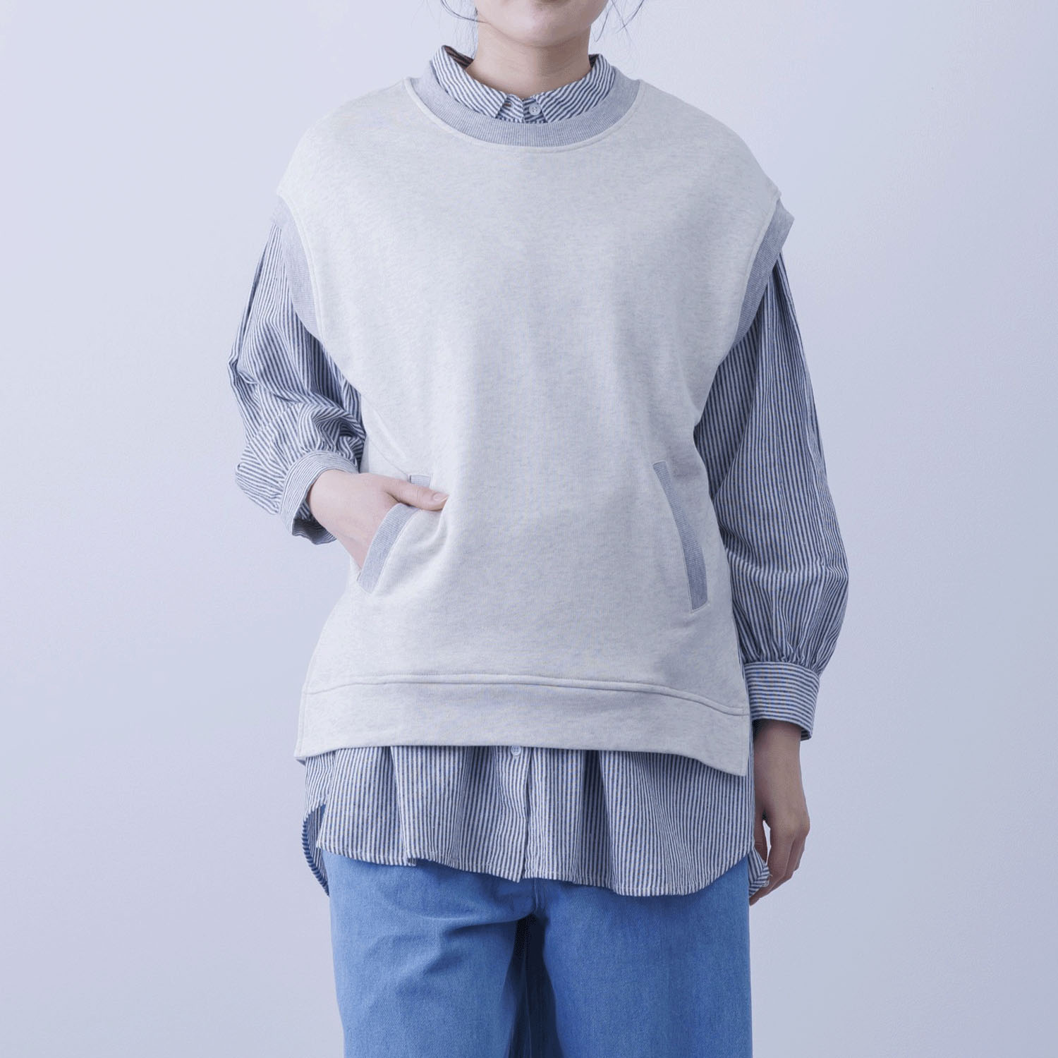 CVC裏毛ニットベスト - 画像7