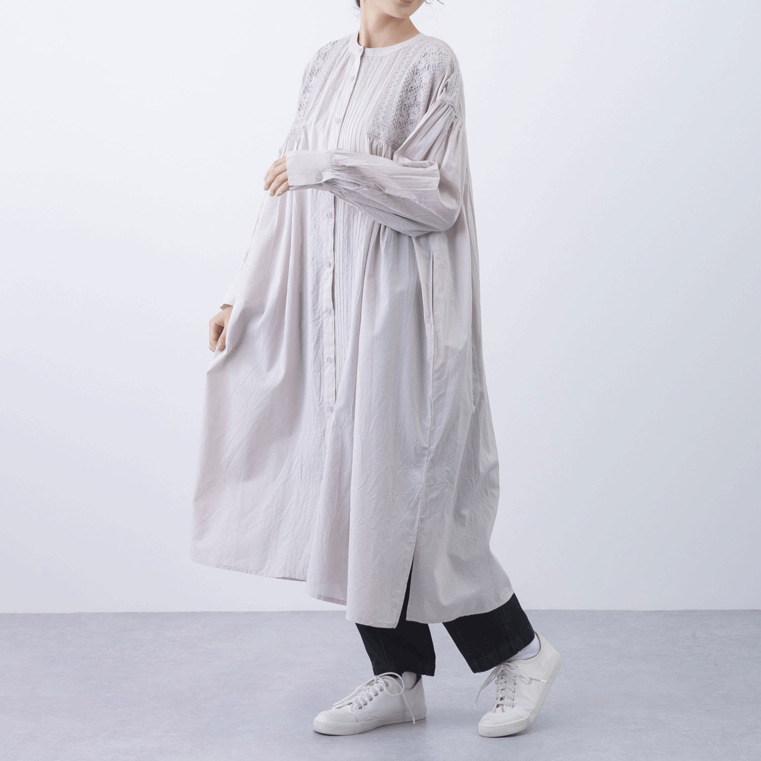 ピンタック＆レース前開きワンピ―ス - 画像8