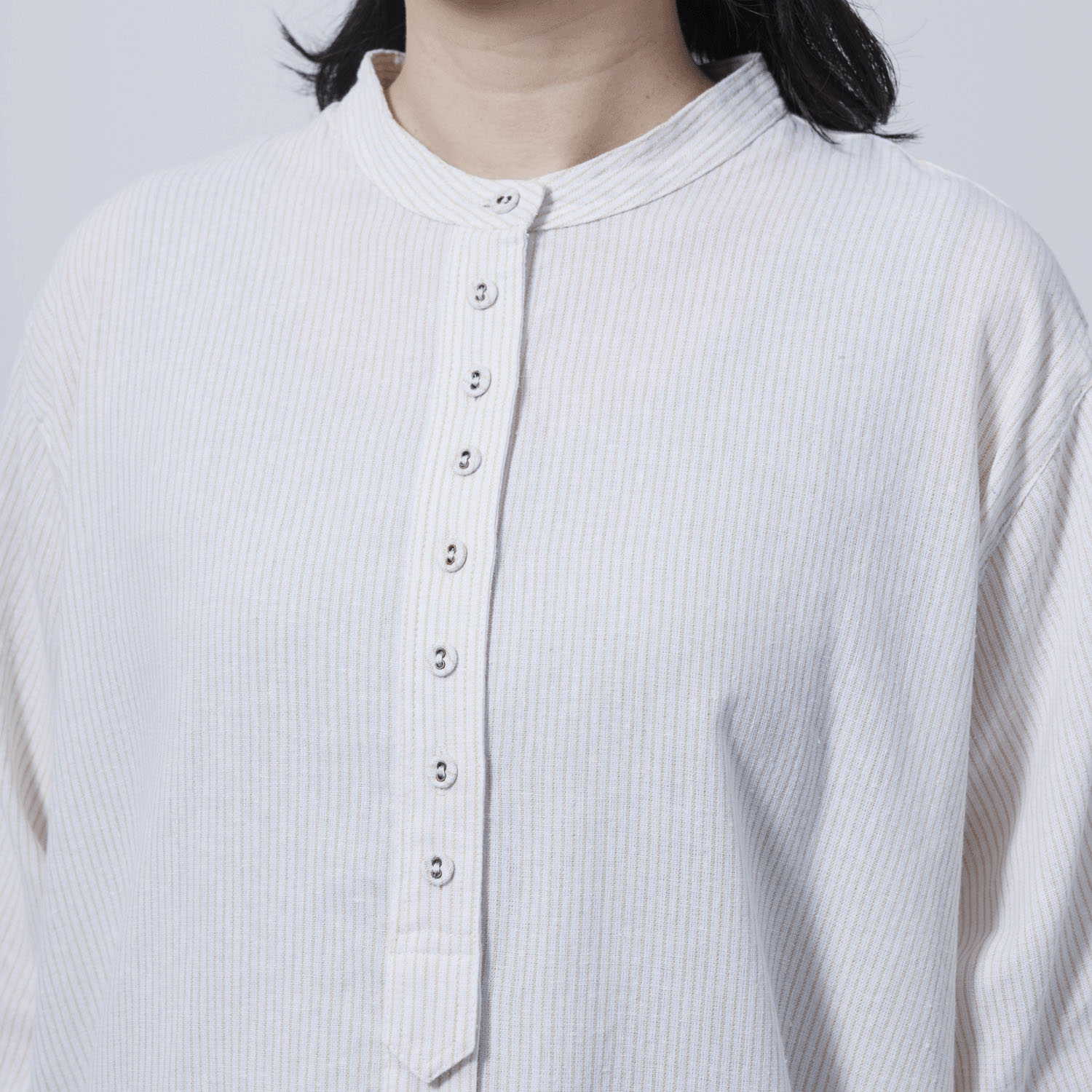 ストライプ柄前開きブラウス - 画像10