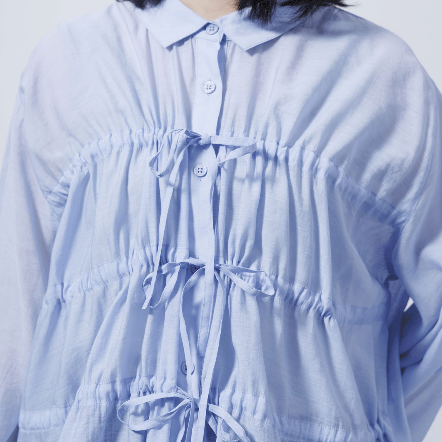 ドロストリボンシャツブラウス - 画像15