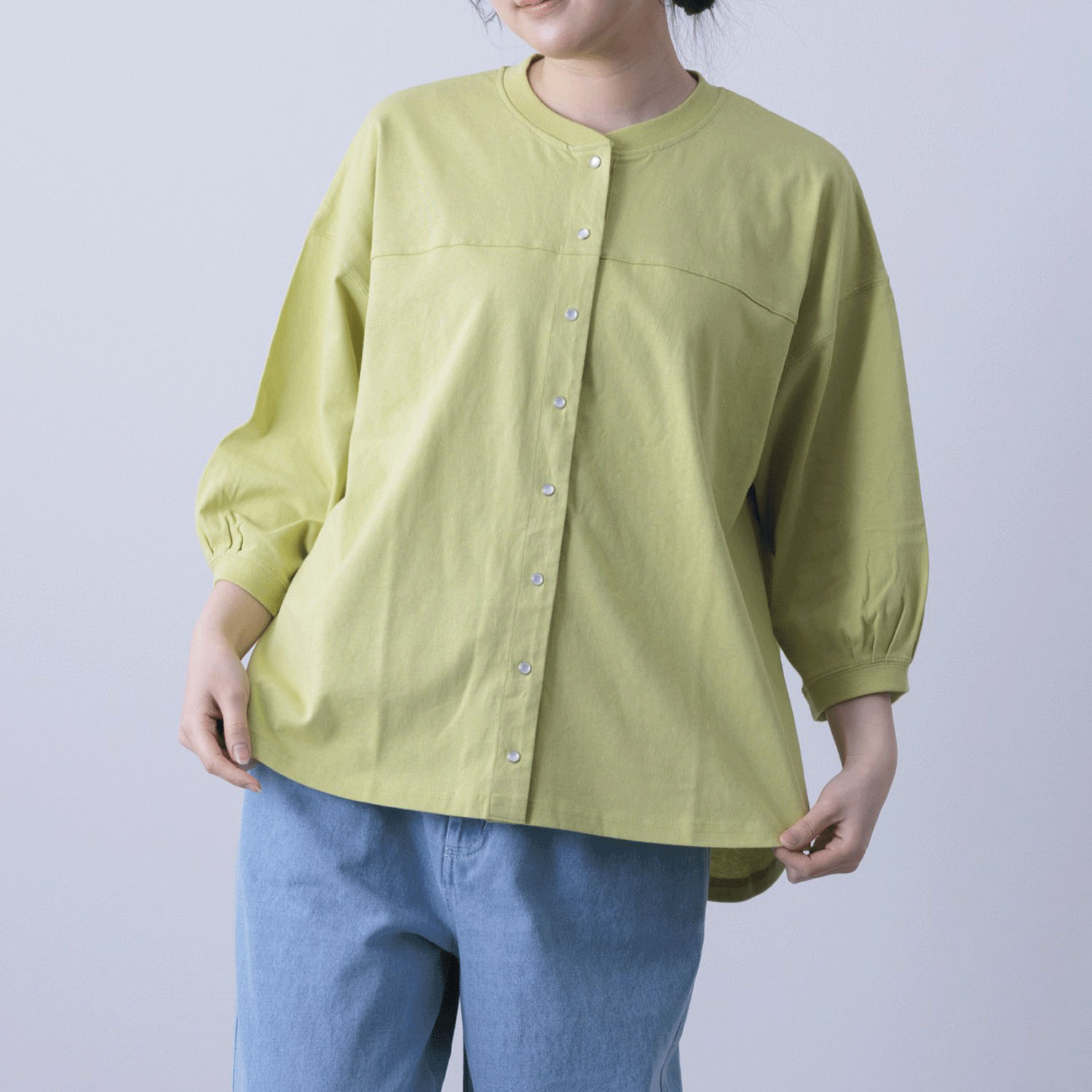 無地天竺パールドット釦カーディガン - 画像12