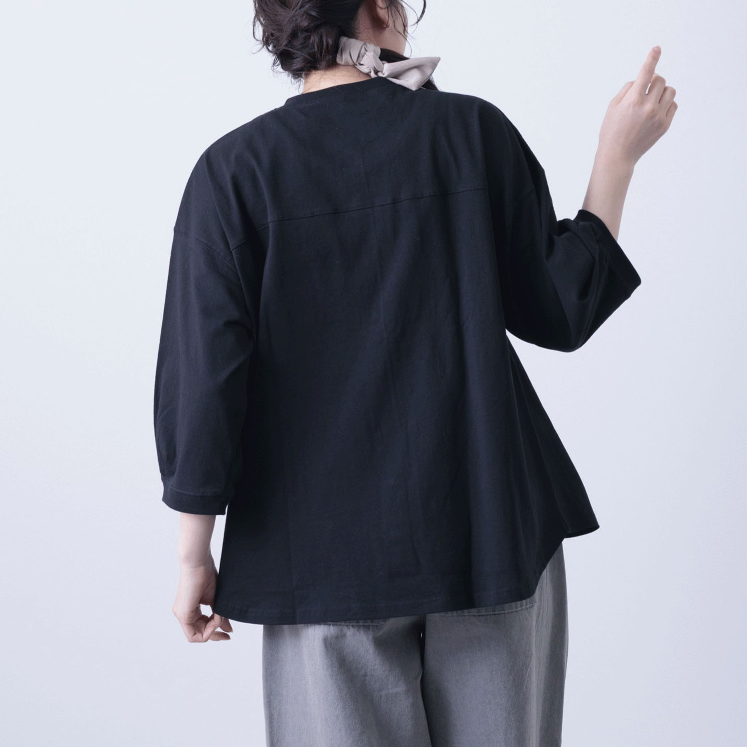 無地天竺パールドット釦カーディガン - 画像4