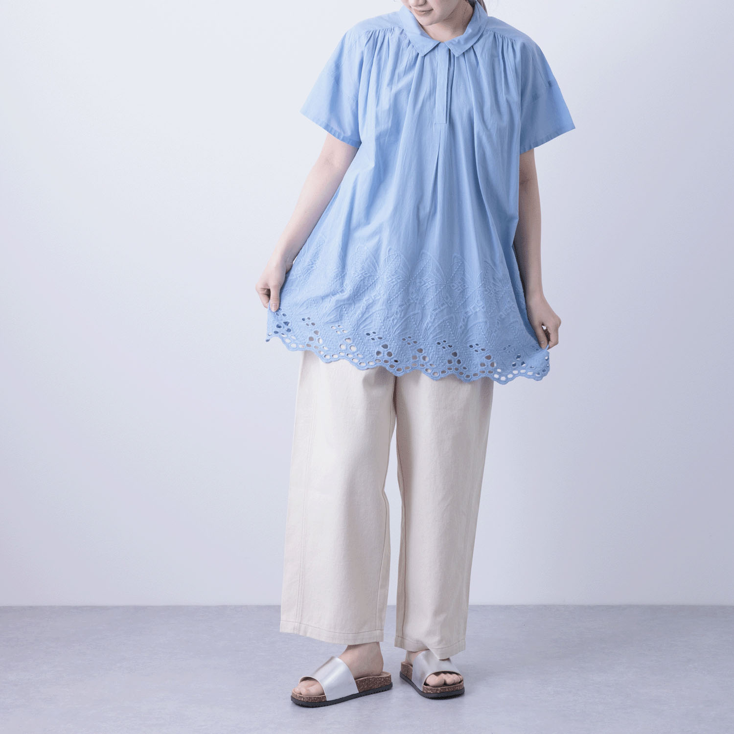 裾シフリーシャツカラーチュニックブラウス - 画像17