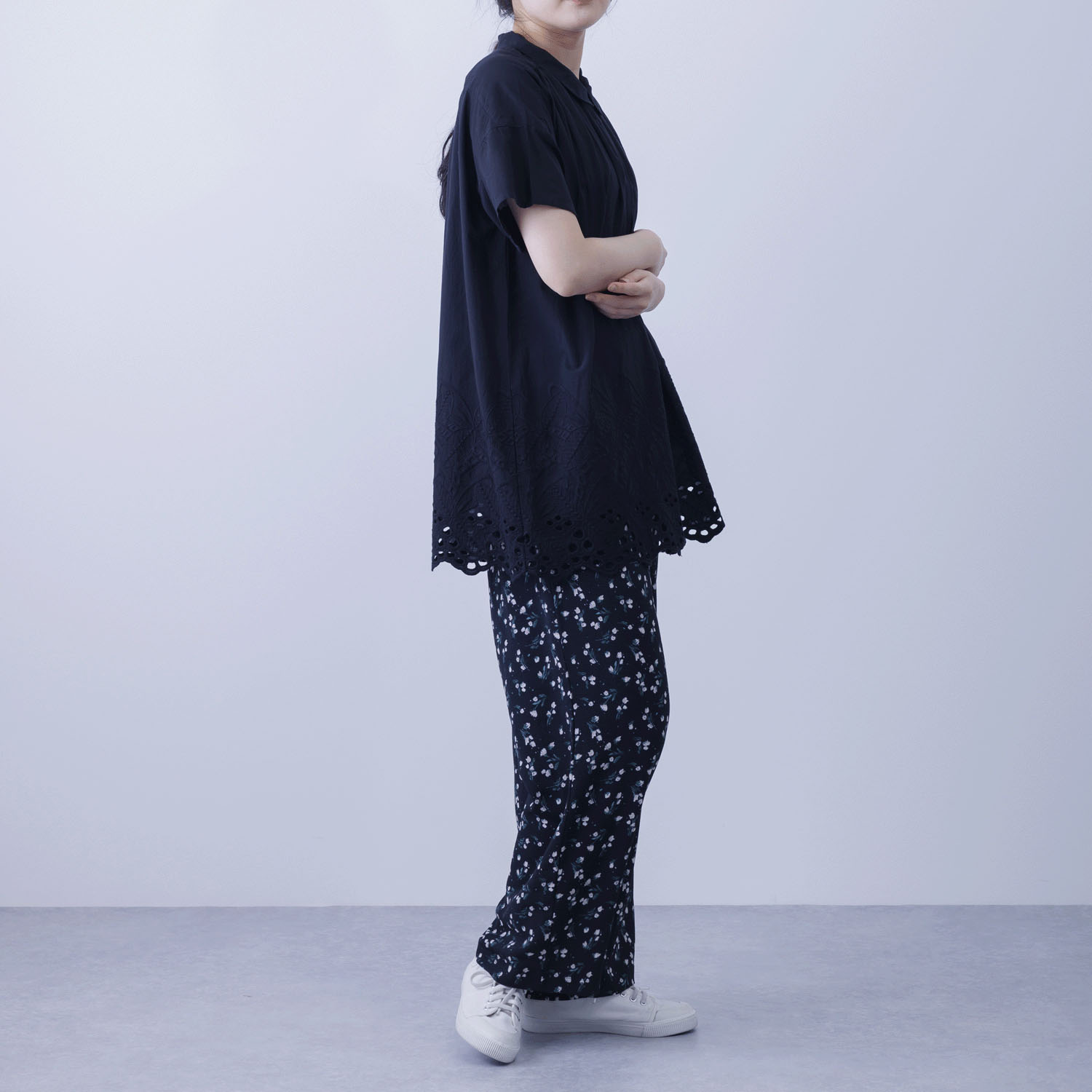 裾シフリーシャツカラーチュニックブラウス - 画像3