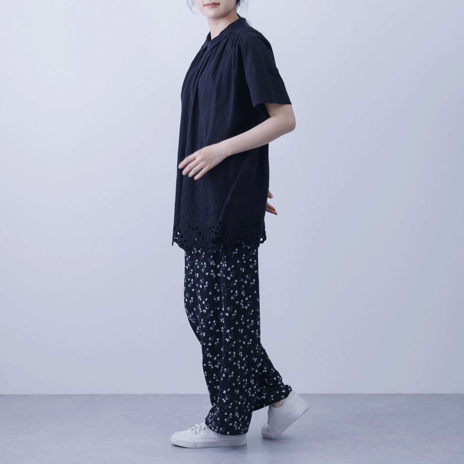 裾シフリーシャツカラーチュニックブラウス - 画像5