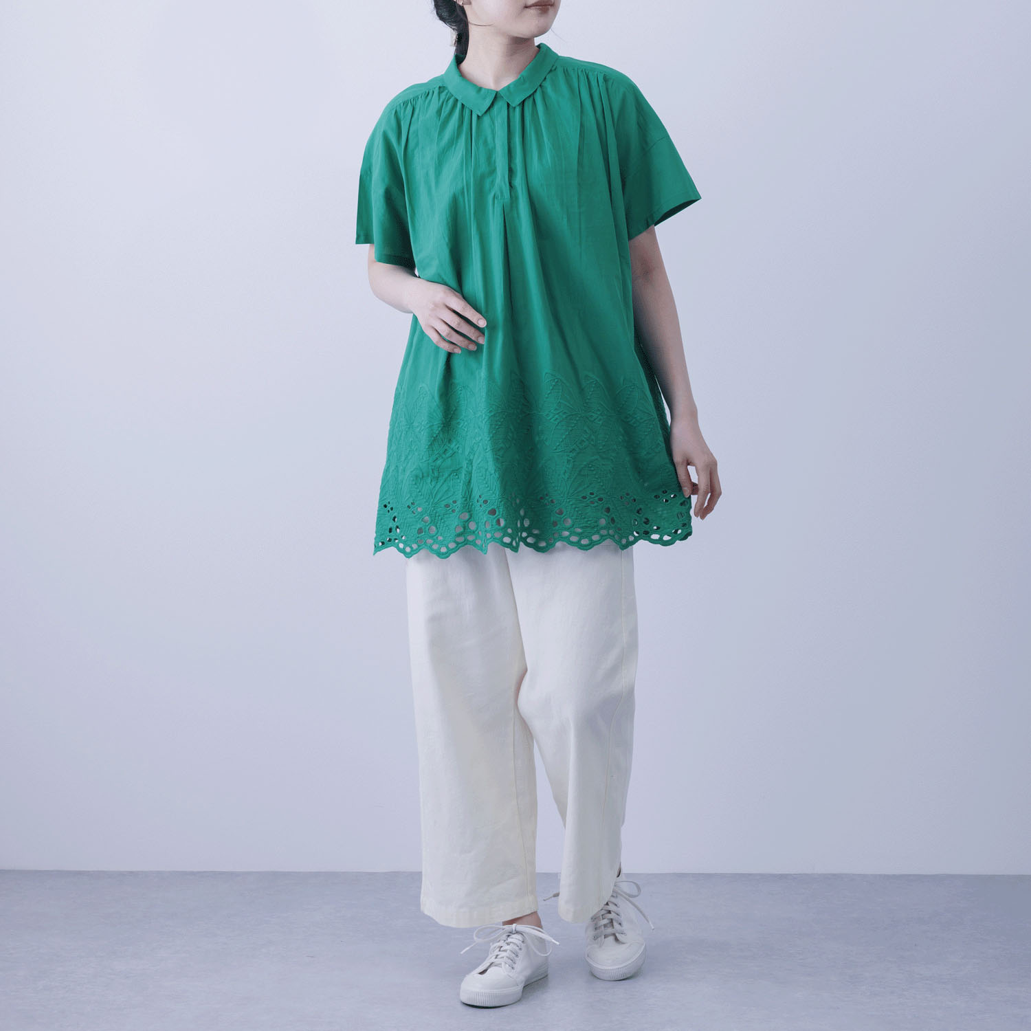 裾シフリーシャツカラーチュニックブラウス - 画像8