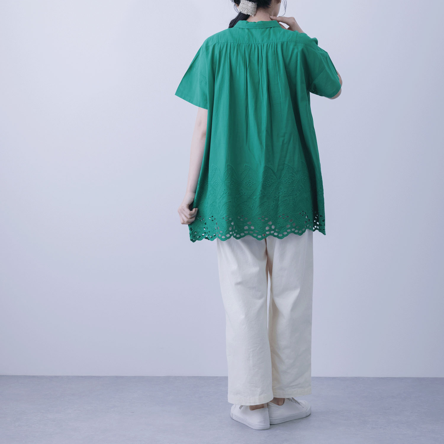 裾シフリーシャツカラーチュニックブラウス - 画像10